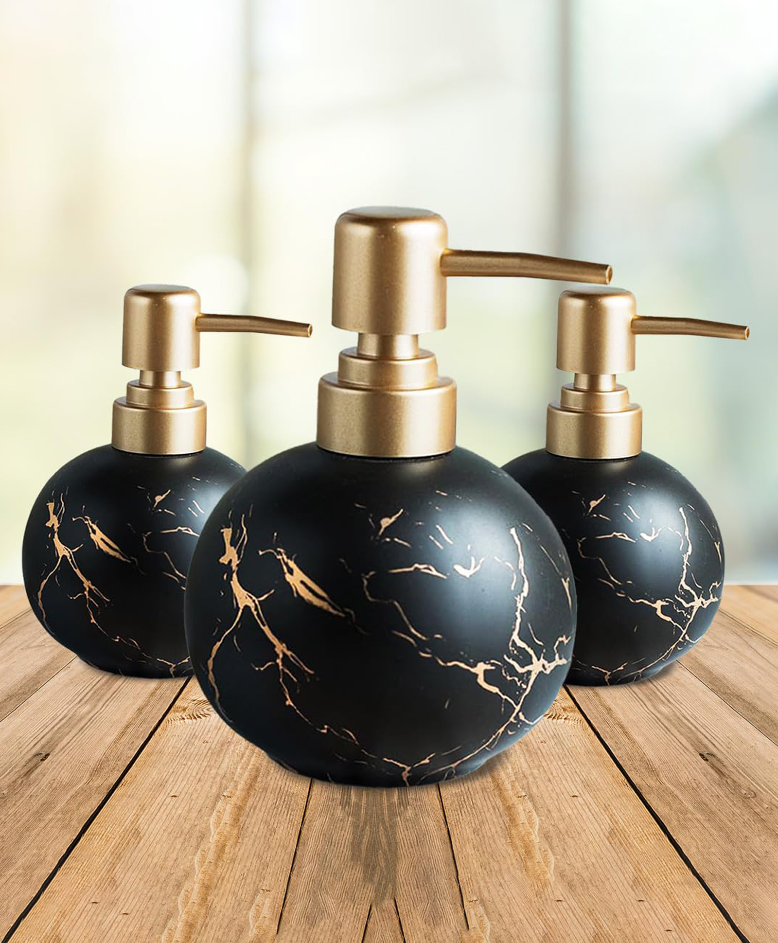 UMAI Stoneware Soap Dispenser Set | Bathroom Sanitizer, Lotion, Shampoo Bottles | Ceramic Handwash for Kitchen & Basin-picture-12