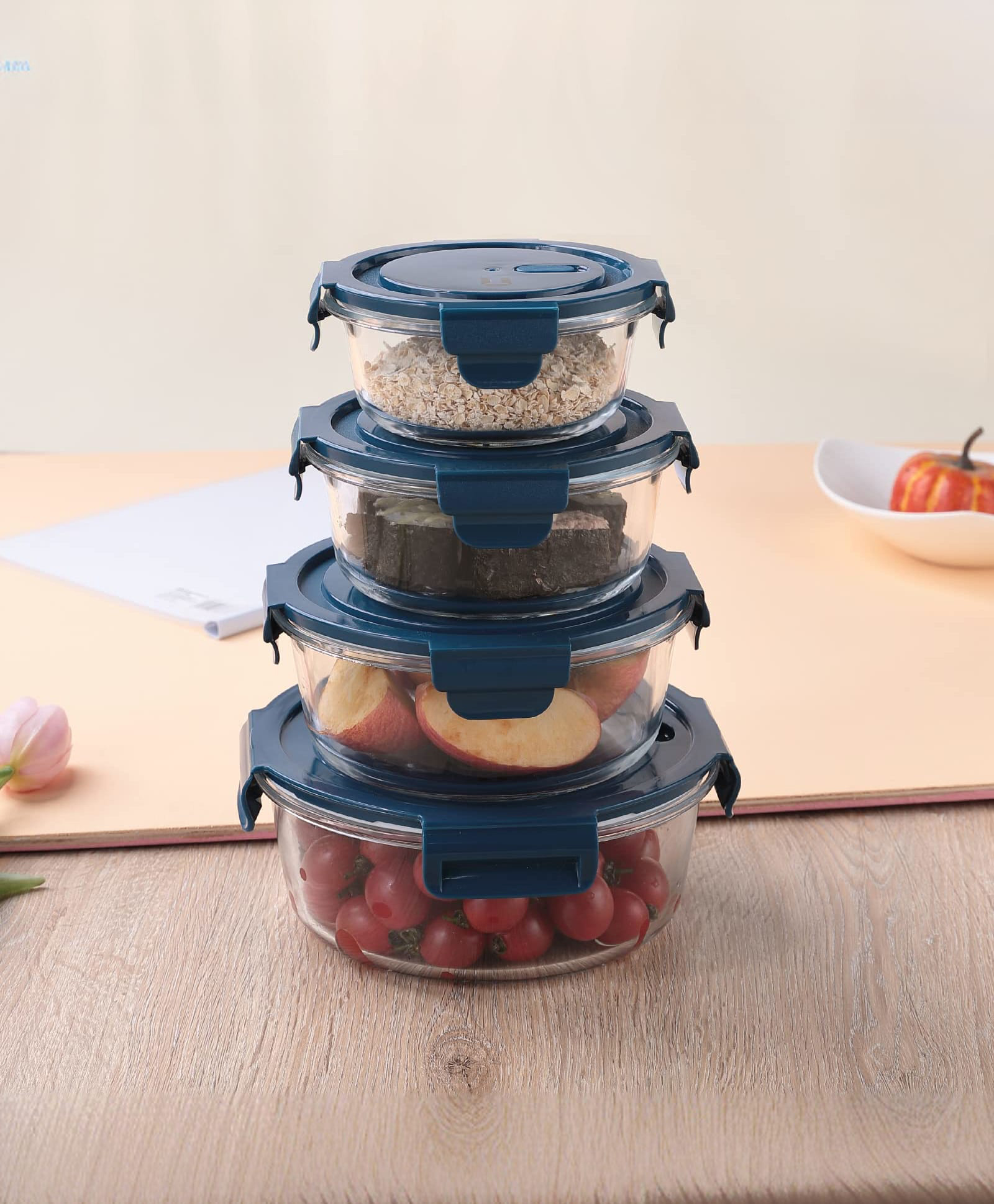 The Better Home Borosilicate Glass Containers - Set of 4, Microwave & Freezer Safe, Leakproof, Stackable Design-picture-26