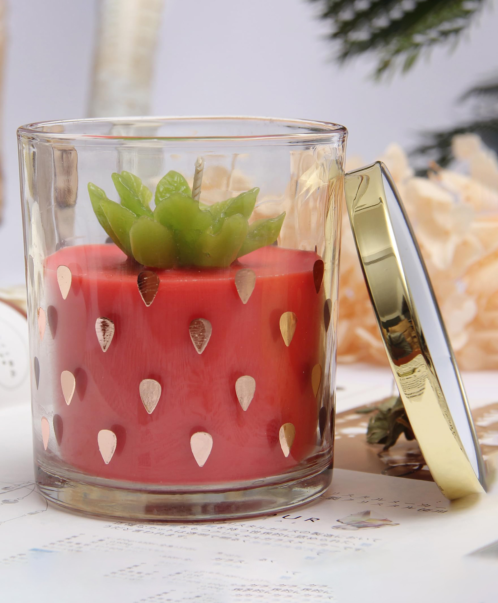 UMAI Home 52 Hrs Glass Jar Scented Candles - Christmas Gift Set! Strawberry Scent-picture-16