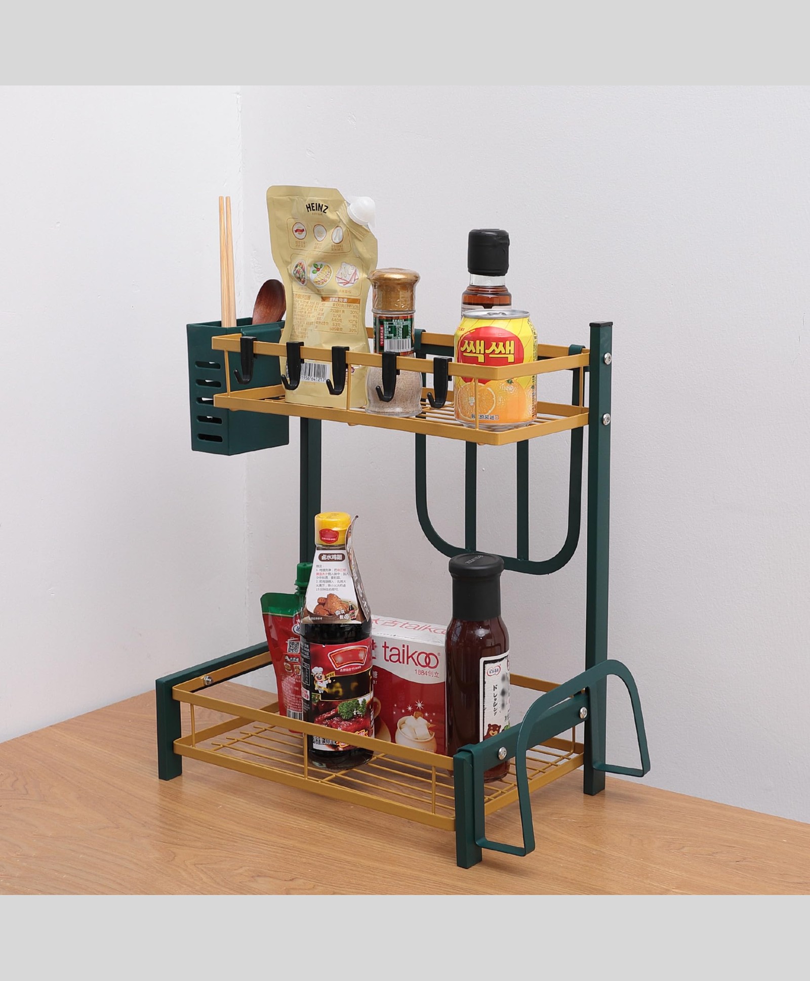 UMAI Green Gold Design 2: USHA SHRIRAM Seasoning Rack | Stackable Kitchen Basket | Rust-Resistant-picture-44