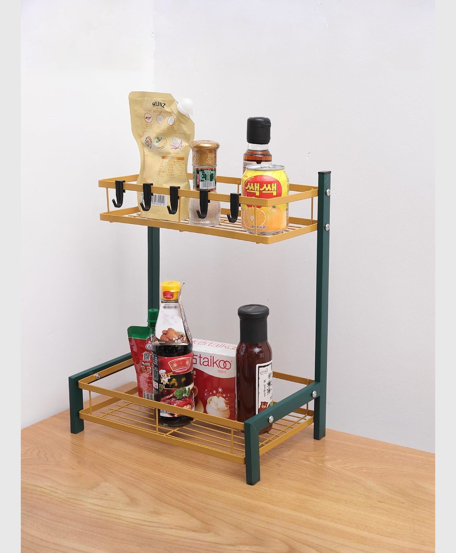UMAI Green Gold Seasoning Rack | Stackable Kitchen Basket | Collapsible | Rust-Resistant | Fruits & Vegetables-picture-3