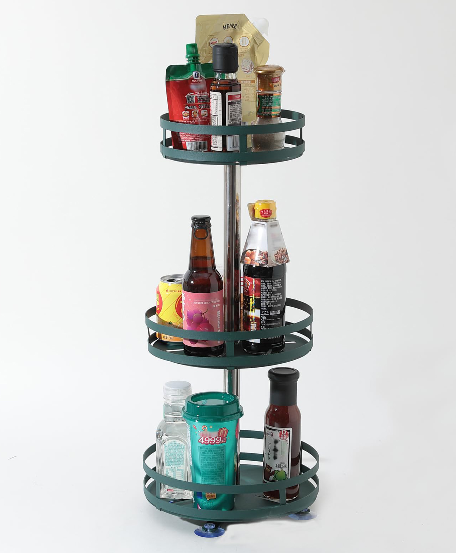 UMAI 3-Layer Folding Kitchen Storage Rack | Carbon Steel Veg Organizer | Rust-Resistant | Unbreakable | Circular Black-picture-42