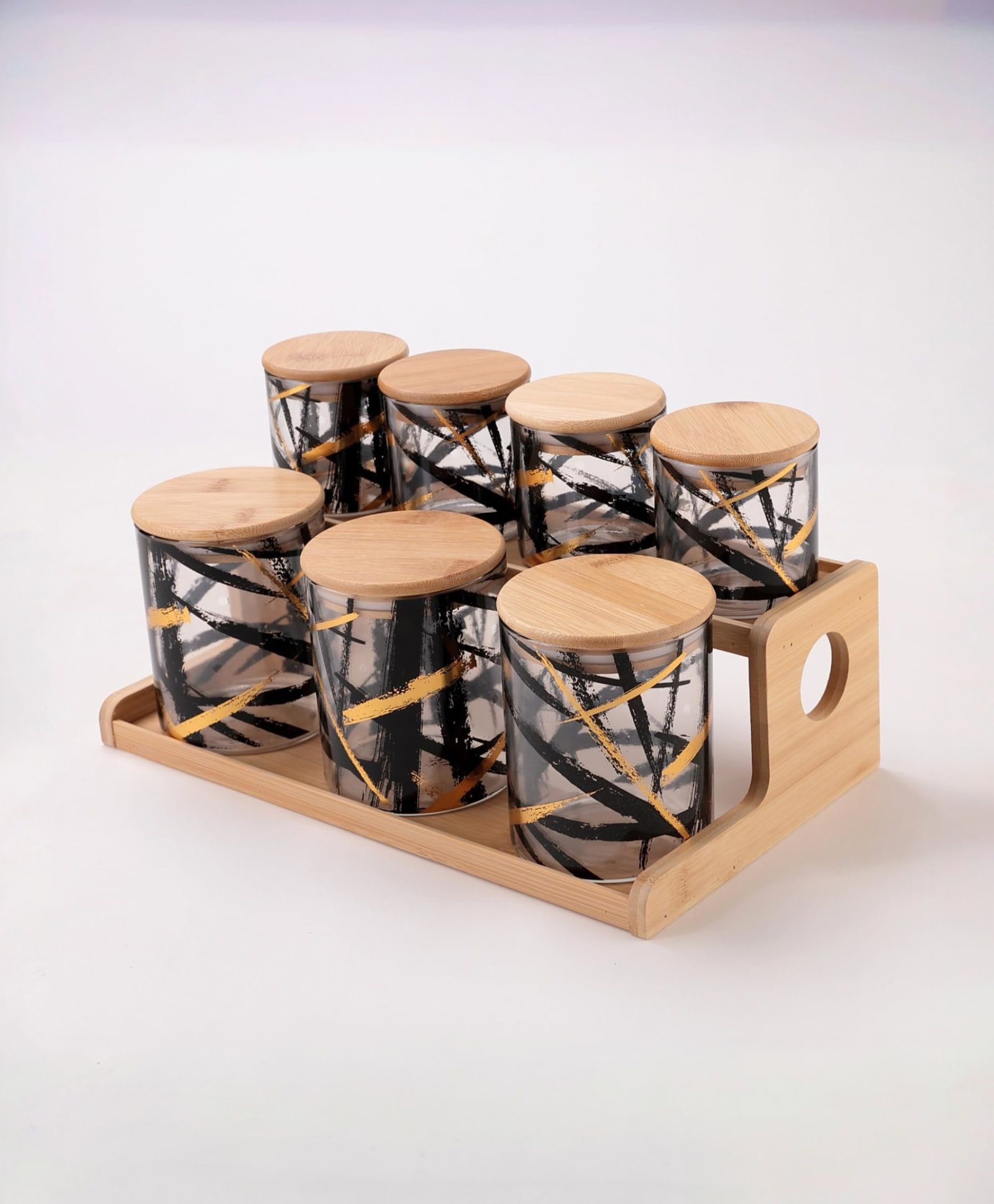UMAI Glass Containers w/ Bamboo Lid | Airtight Kitchen Organizer Set | 7 Pieces (4x350ml 3x850ml)-picture-43