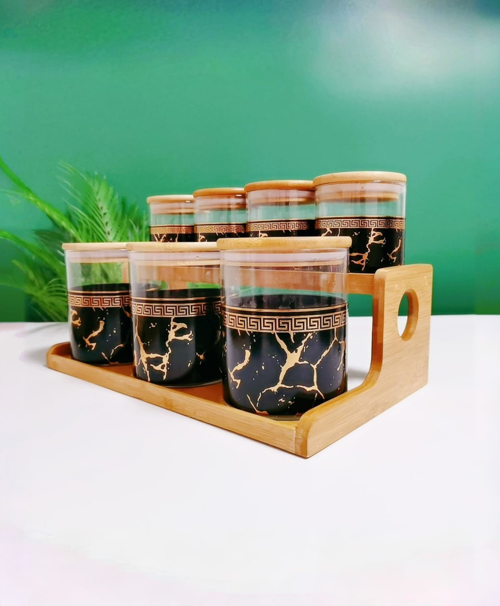 UMAI Glass Containers - Organizers with Bamboo Lid | Multipurpose Storage | 7-Piece Set (4x350ml 3x850ml)-picture-36