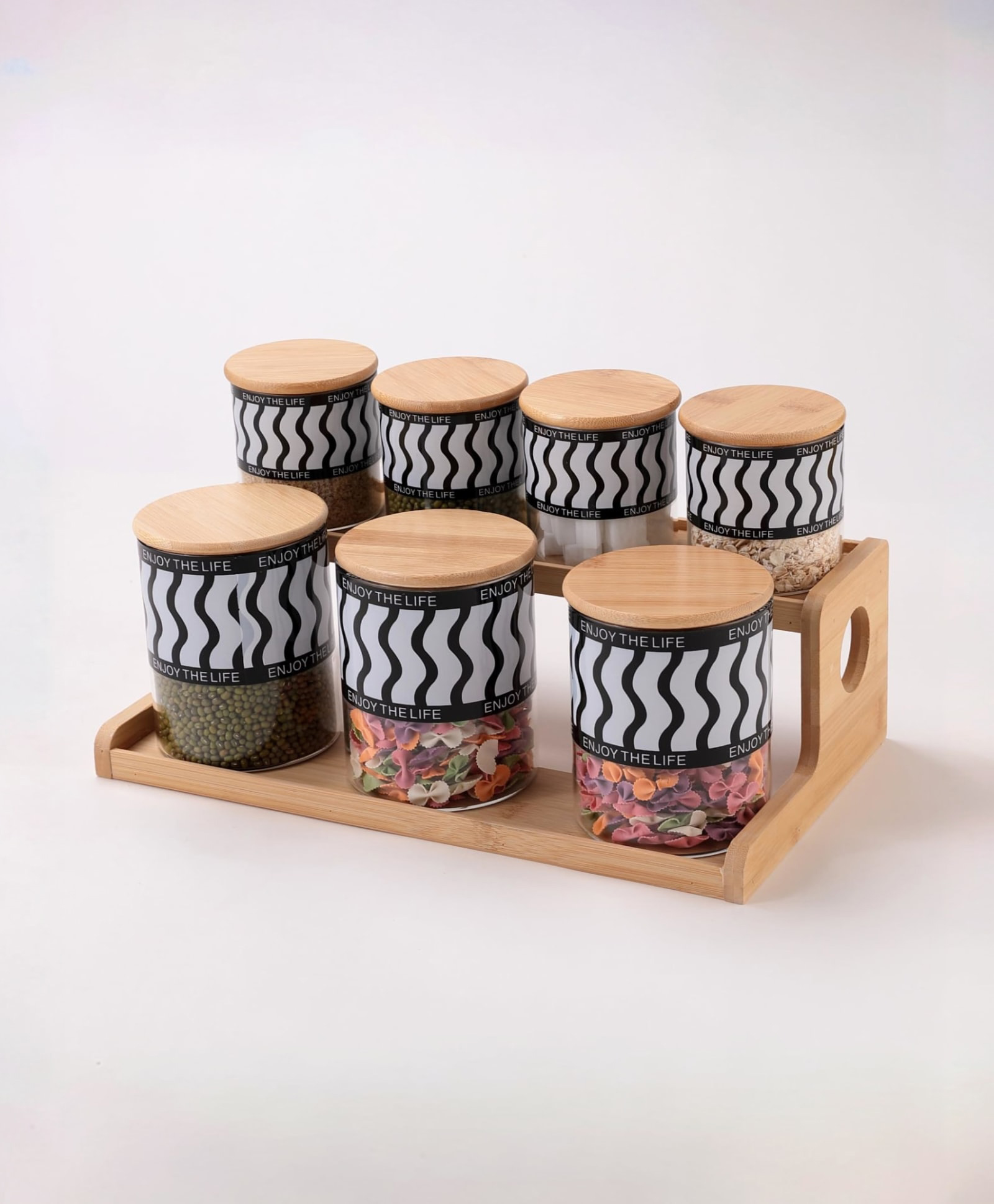UMAI Borosilicate Glass Containers with Bamboo Lid & Stand|Kitchen Organizer Items & Storage|Multipurpose Airtight Containers|7 Pieces Kitchen Containers Set (4 X 350ml, 3 X 850ml)-picture-15