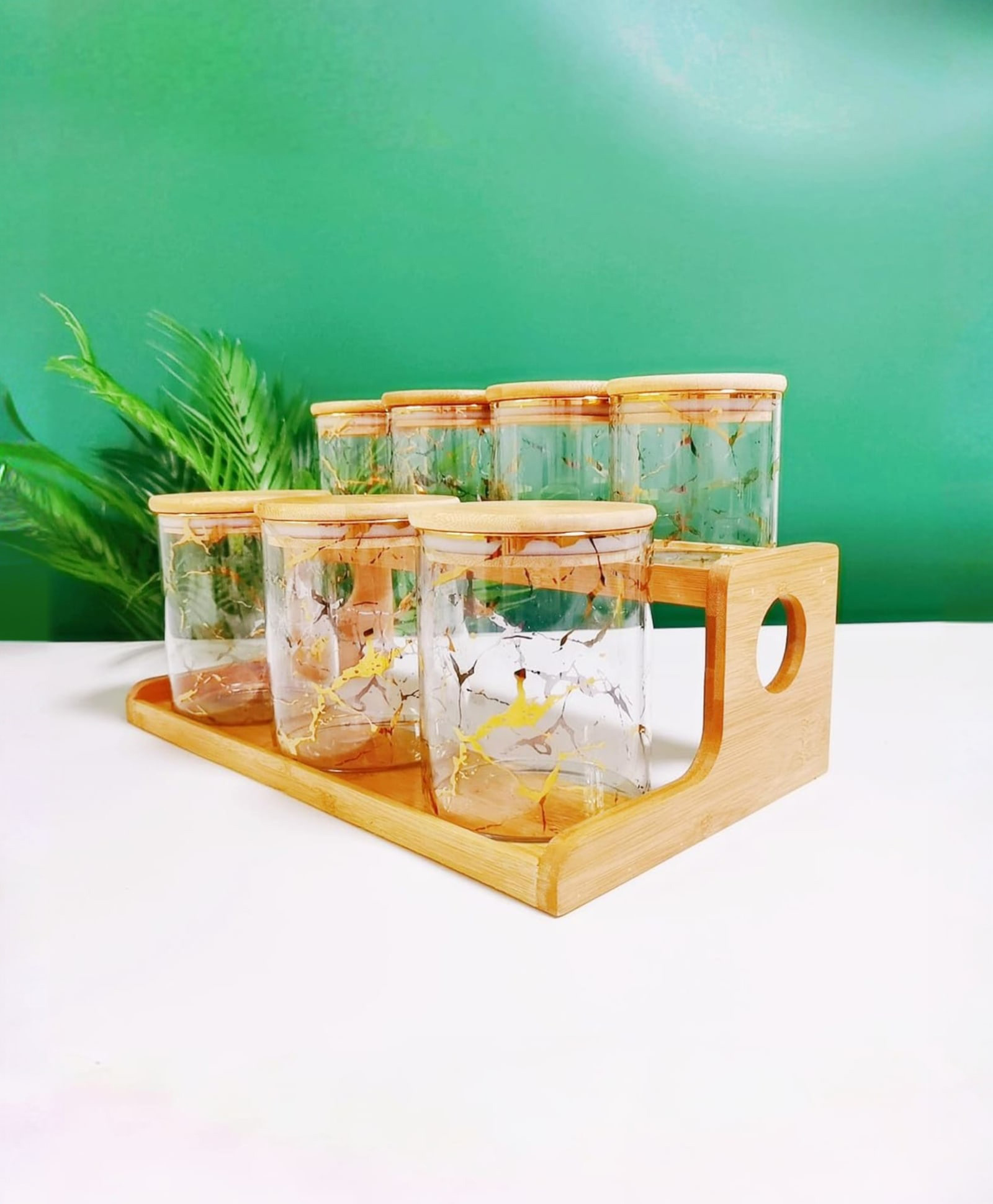UMAI Glass Containers Set|Bamboo Lid & Stand|Organizer|Airtight|7pcs|350 & 850ml|UMAI-picture-39