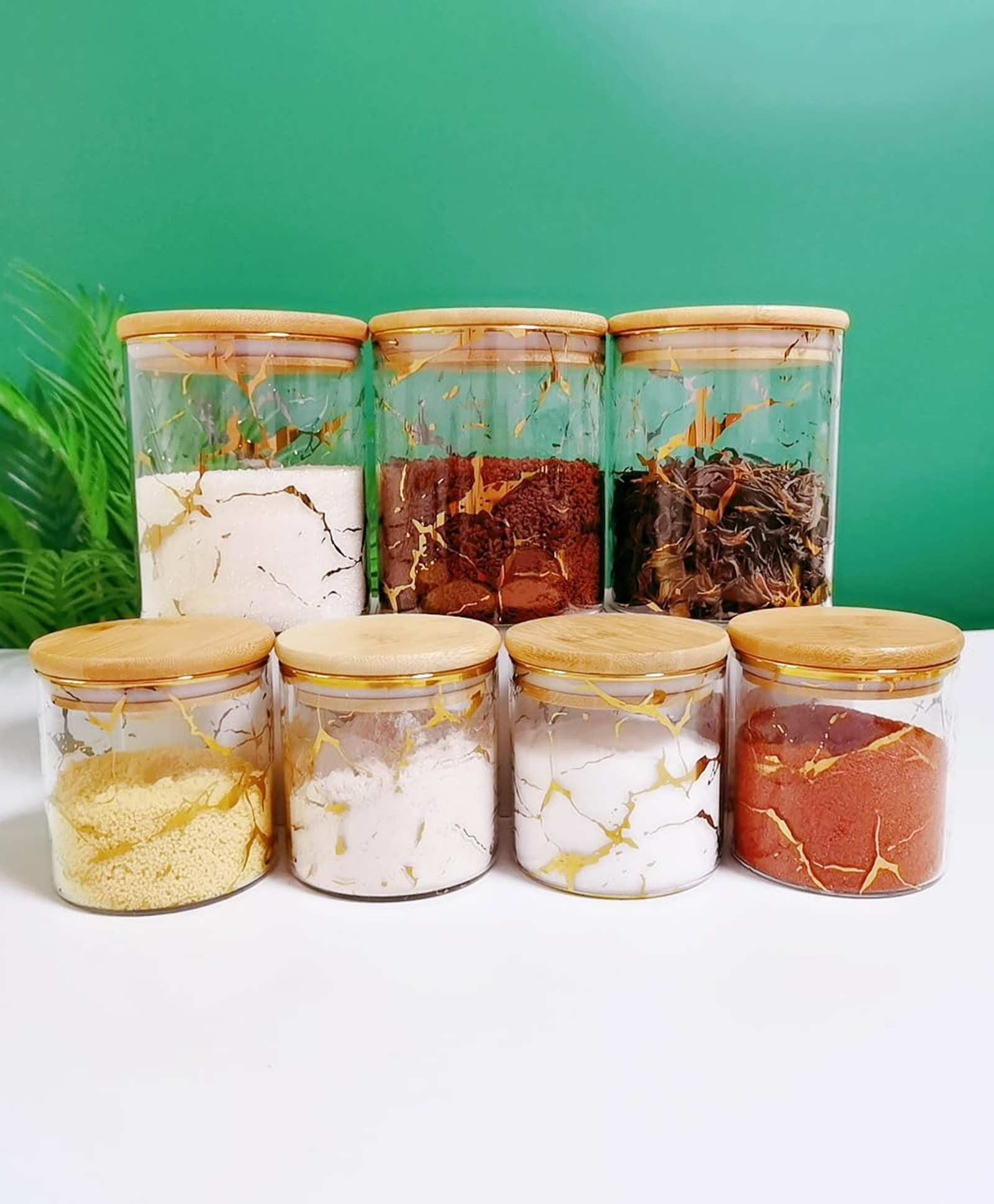Premium Borosilicate Glass Containers with Bamboo Lid by Mush - 7pc Set | Airtight & Stylish Kitchen Organizer-image-5