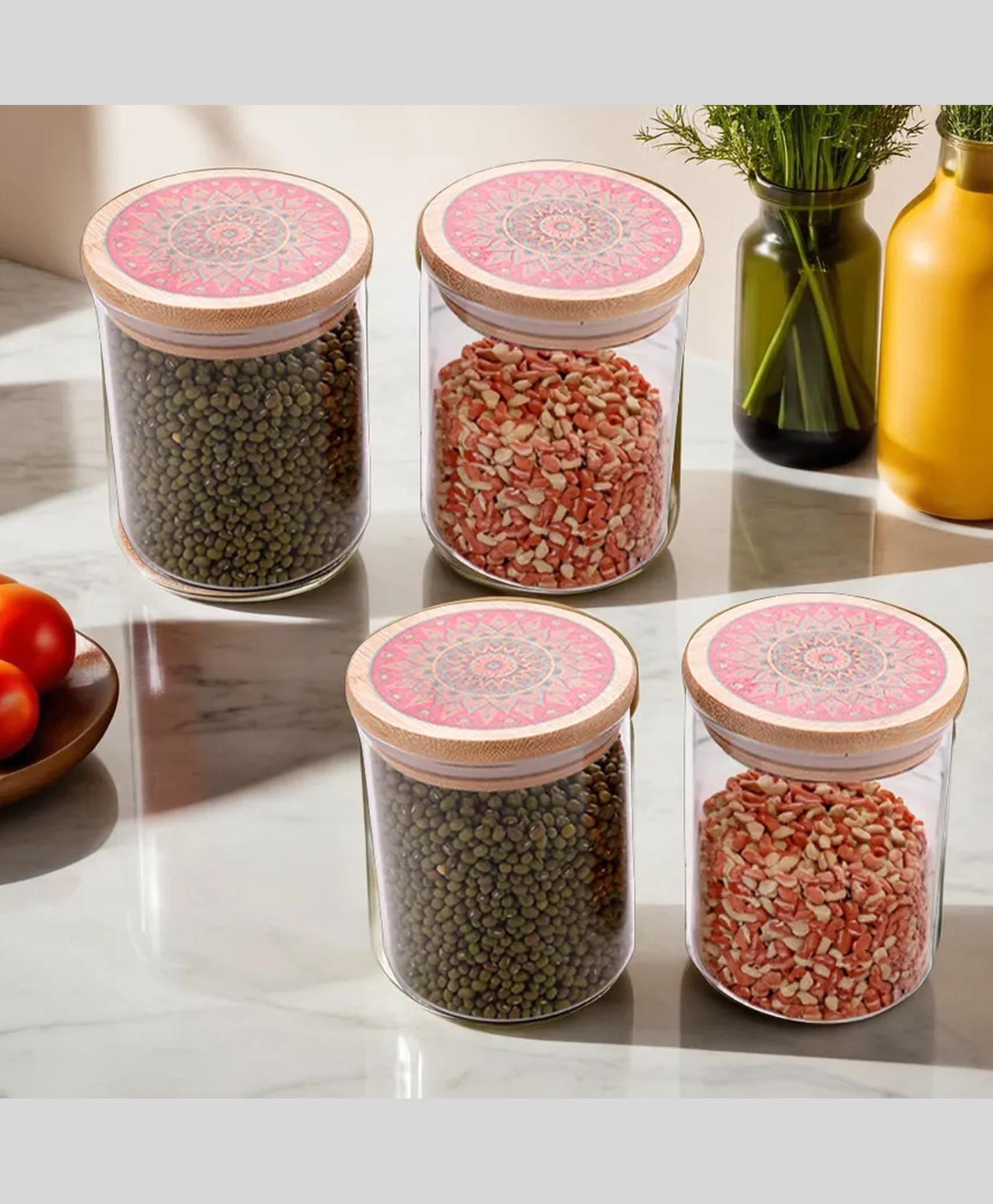 UMAI Pack of 4 Kitchen Containers Set Glass Jars with Bamboo Lids I Airtight Storage for Cookies, Snacks, Spices I 1000ml Each | Multiutility Borosilicate Jars for Tea, Coffee, Sugar-picture-32