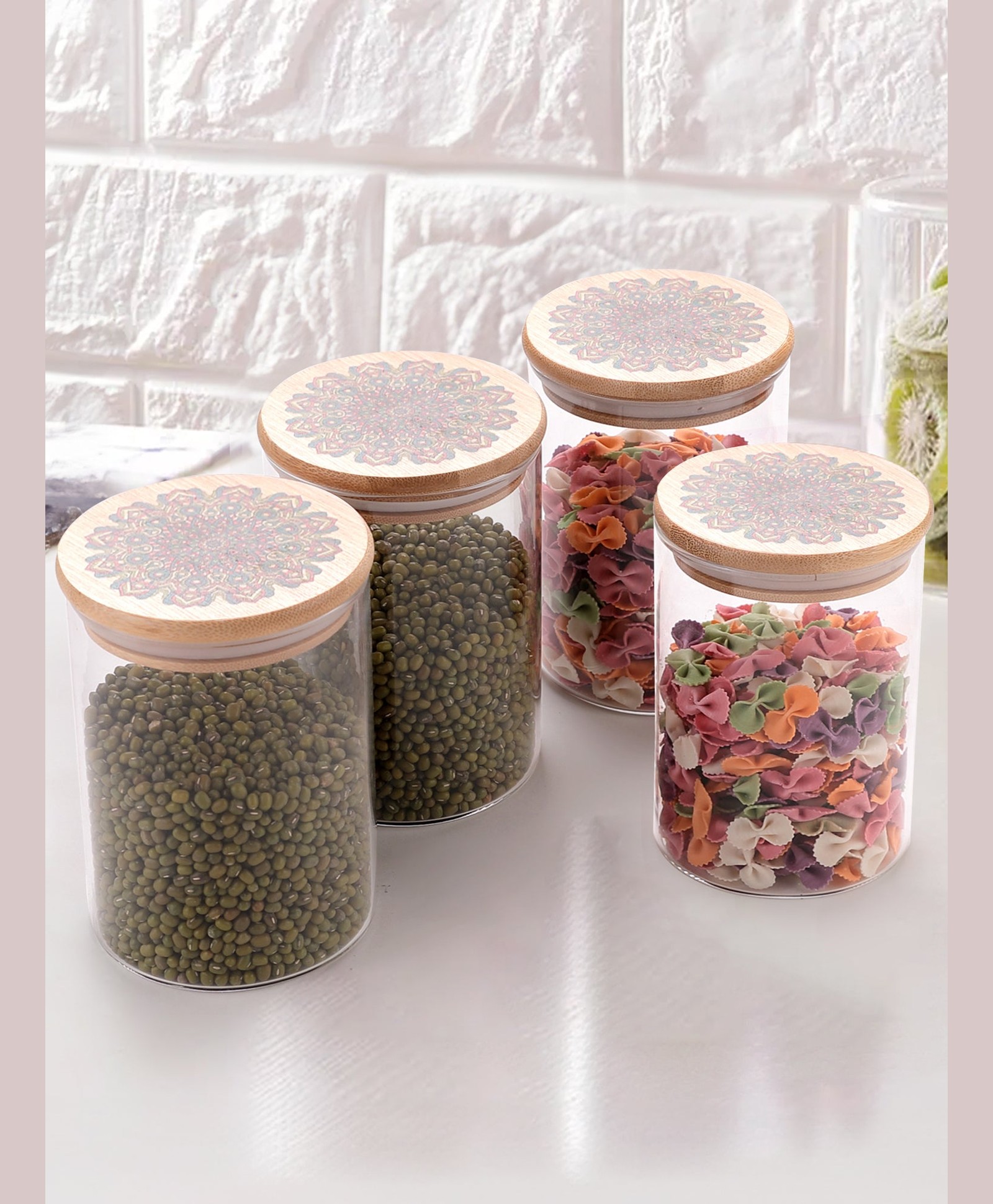 UMAI Glass Jars Set w/ Bamboo Lids | Airtight Containers for Snacks | 600ml Each | Multifunctional Storage-picture-35