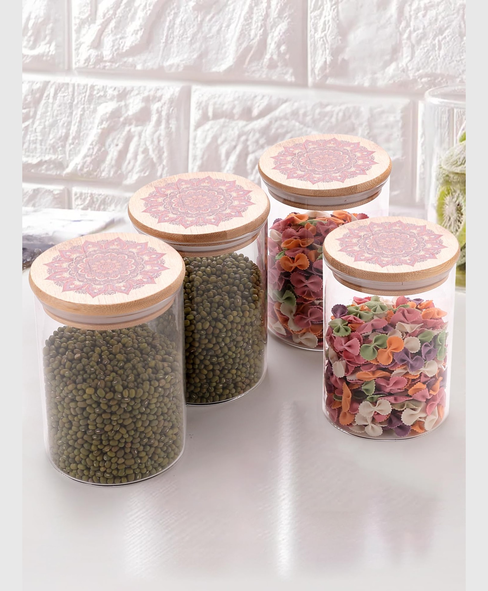 UMAI 4pc Jar Set w/ Bamboo Lids | Airtight Storage | 600ml Each | Multiutility Borosilicate Jars-picture-37