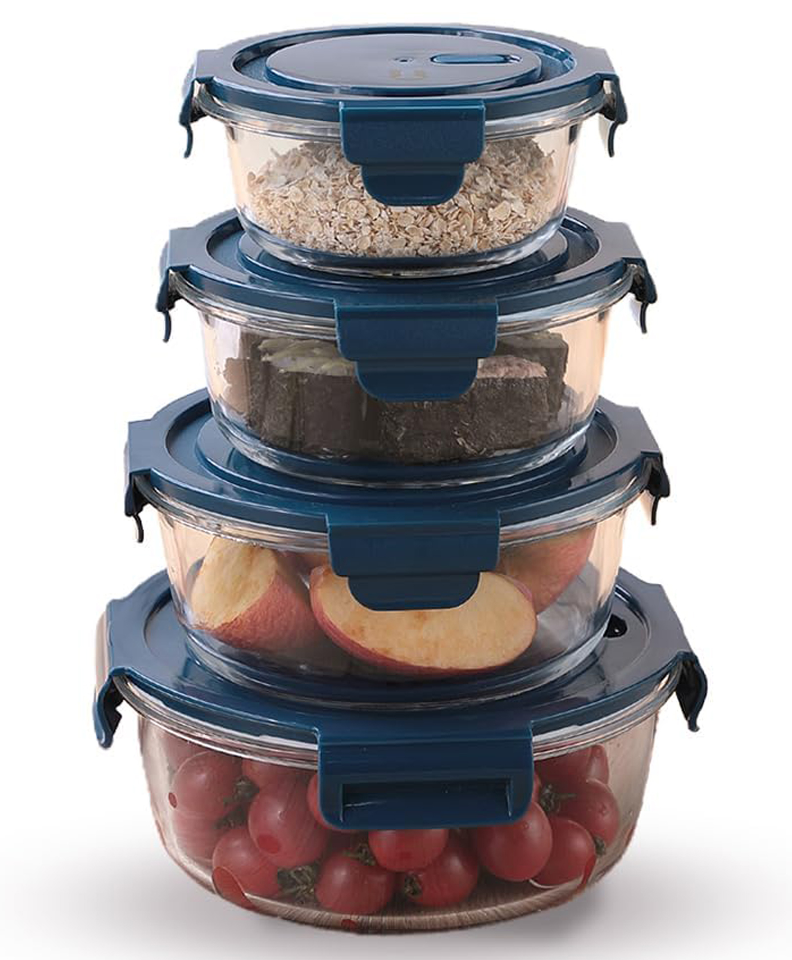 UMAI Glass Containers - 4pc Round Set, Microwave & Freezer Safe, Leak Proof, Stackable-picture-23