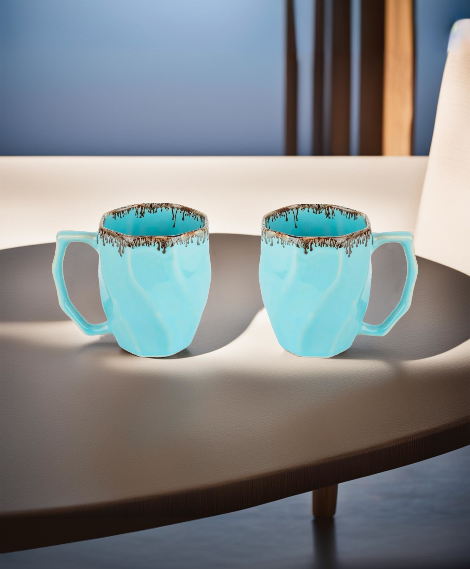 The Better Home Ceramic Tea Coffee Cup with Handles | Microwave Safe | Refrigerator Safe | Scratch Resistant | Stain Proof | Glossy Finish | Gifting Set | (Pack of 2- Sky Blue)-picture-30