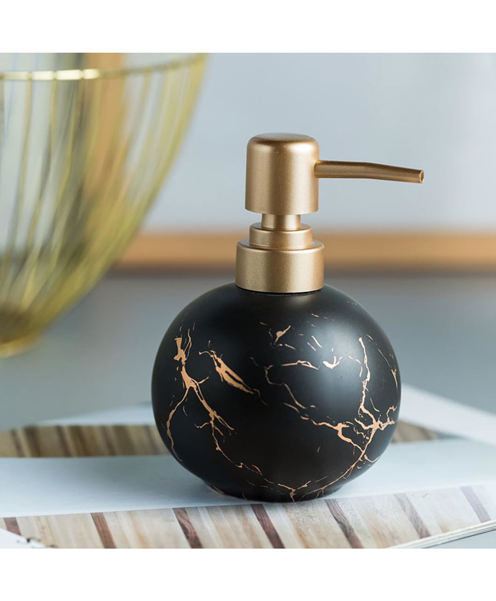 The Better Home 300ml Dispenser Bottle - Black | Ceramic Liquid Dispenser for Kitchen, Wash-Basin, and Bathroom | Ideal for Shampoo, Hand Wash, Sanitizer, Lotion, and More-image-0