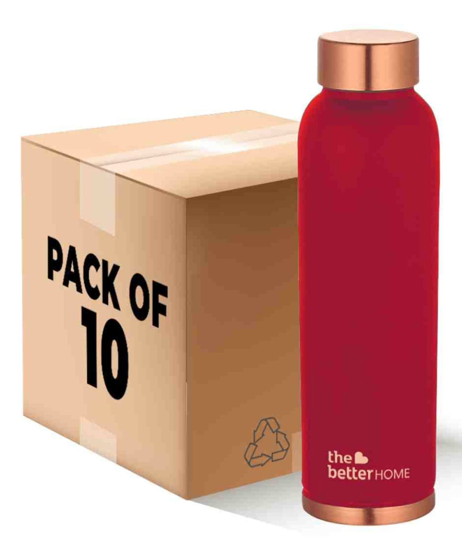 The Better Home Copper Water Bottle - 900ml | 10 Pack | BPA Free & Non Toxic | Anti Oxidant Properties | Maroon-image-22