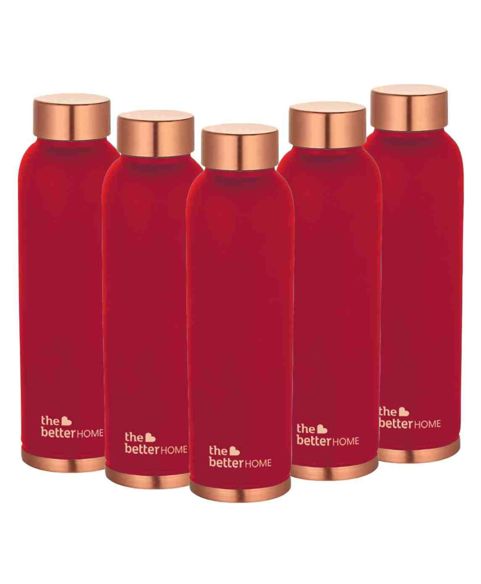 Better Home 1000 Copper Water Bottle - 900ml | 100% Copper | BPA Free | Anti Oxidant | Maroon (Pack of 5)-image-31