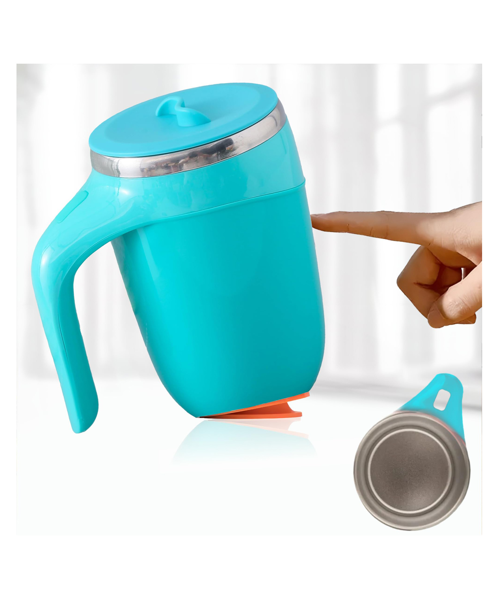 UMAI Anti-Fall Coffee Travel Mug with Suction Bottom | 500ml | Stainless Steel | Leakproof | Coffee Mug with Lid and Handle | Perfect for Travel, Home and Office (Blue)-image-45
