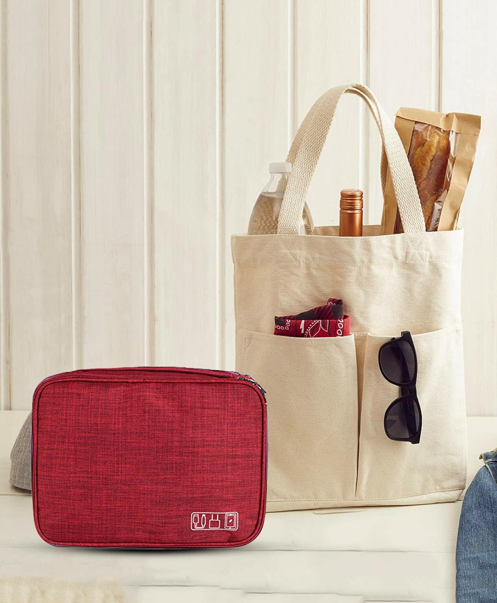 UMAI Kuber Travel Organizer - Red | Multipurpose Pouch for Electronics | Ideal for Travel - 2 Compartments & Zip-image-8
