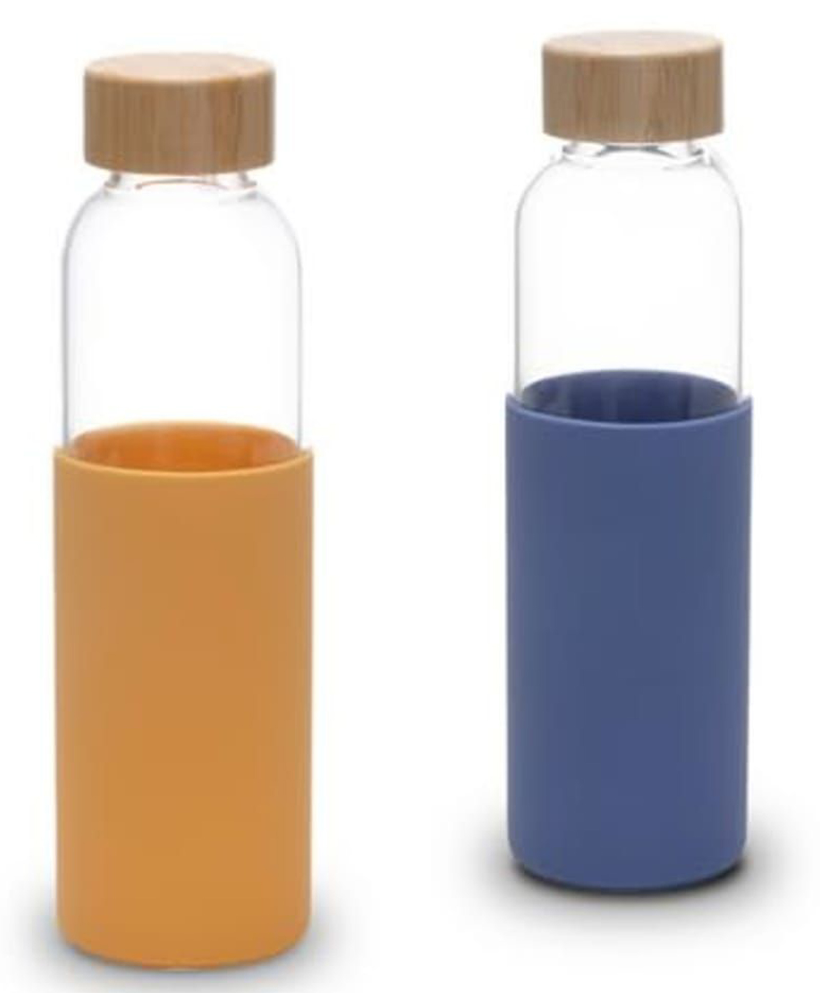 UMAI Glass Water Bottles-Silicone Sleeve-Bamboo Lid - Home & Office - Yellow-Blue Pack of 2-image-49