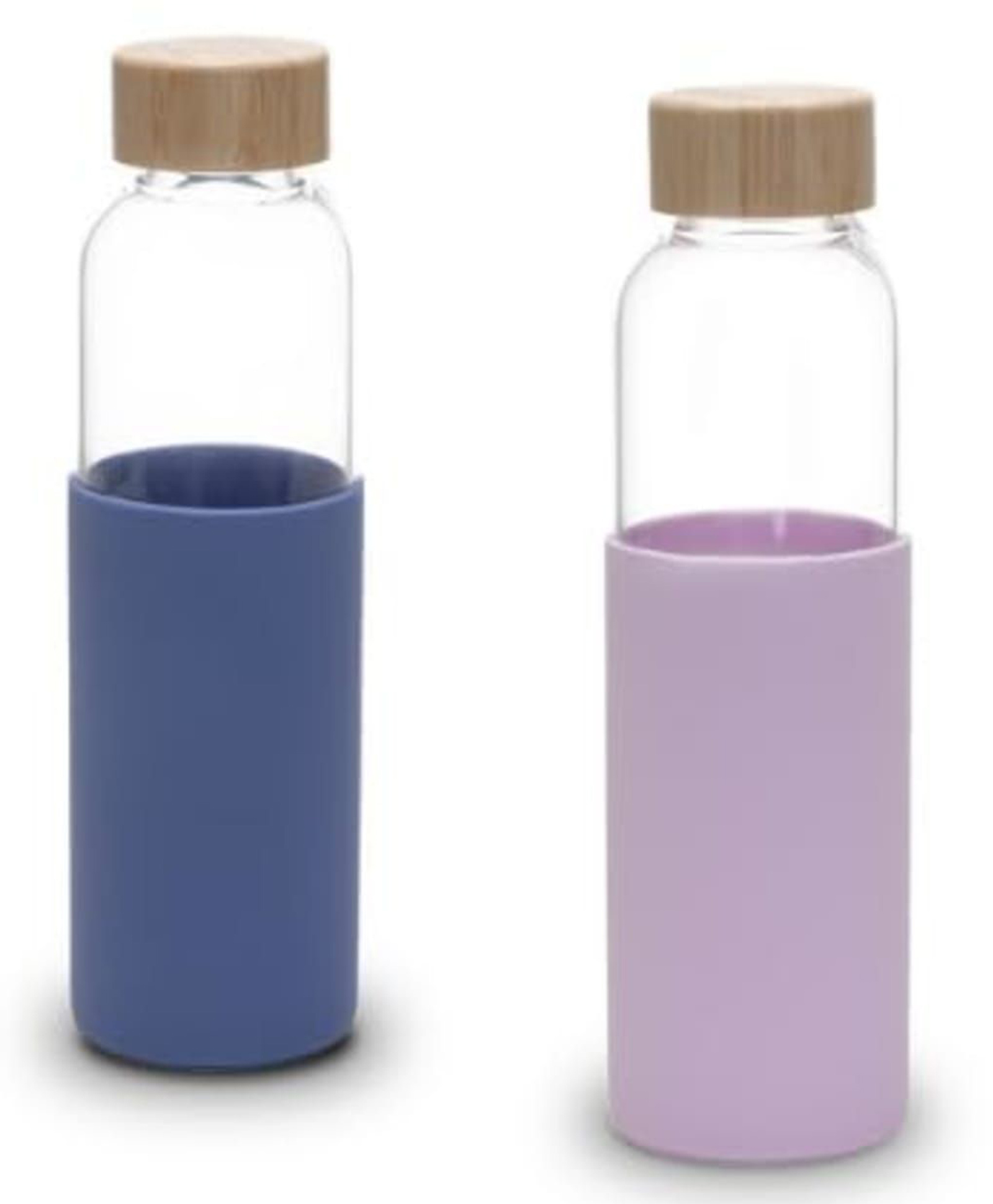 umai UMAI's 550ml Glass Water Bottle w/ Sleeve - Non Slip Silicon Sleeve & Bamboo Lid (2 Pack) - Purple-Blue-picture-15
