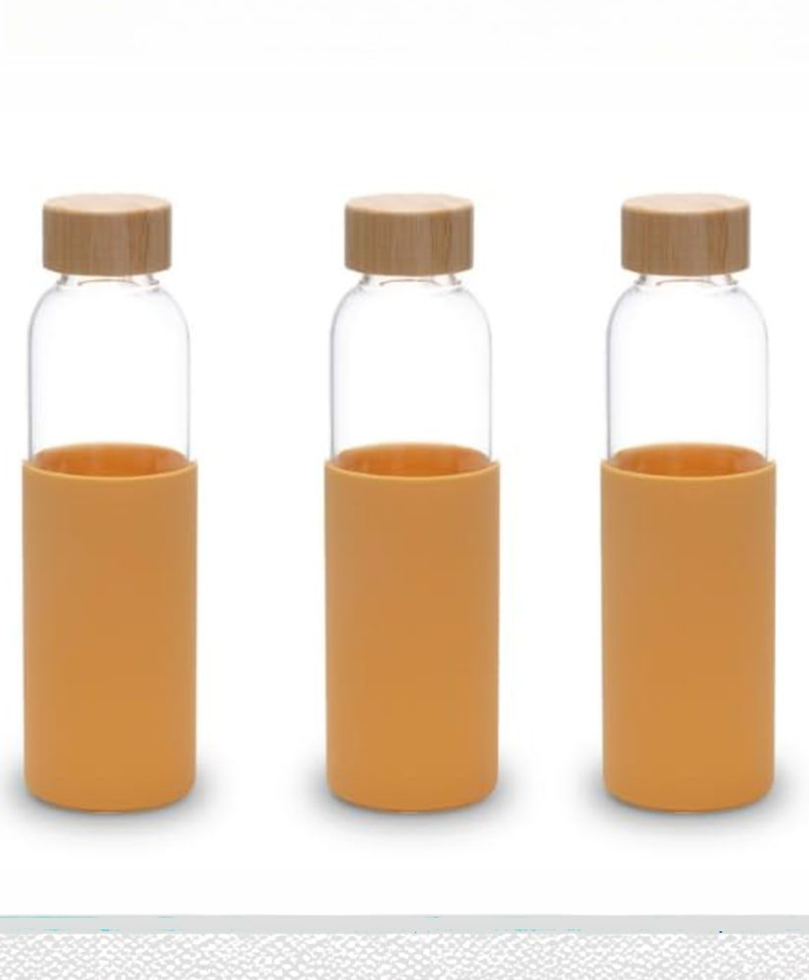 UMAI Glass Water Bottle 550ml | Non Slip Sleeve & Bamboo Lid | Fridge Water Bottle Yellow (Pack of 3)-image-39