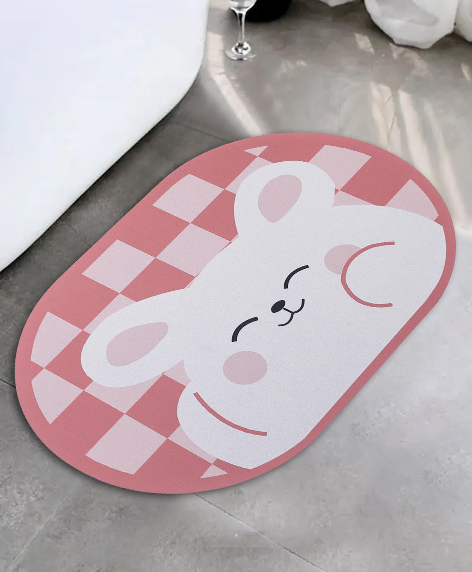 UMAI X SAVYA Home Multipurpose Mat for Kids Bedroom, Play Area, Living Room, Bathroom, Shower | 60 x 40 | Anti-Skid, Cute Pink Bunny Doormat for Girls Bedroom-image-14