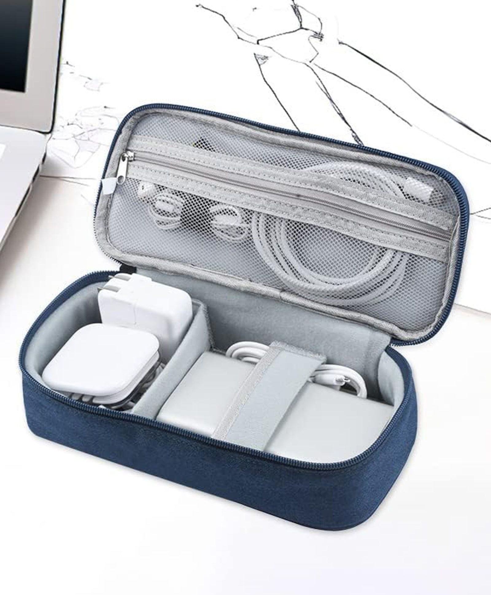 UMAI Kuber Travel Organizer - Multi-Purpose Pouch - Navy Blue - Zipper Compartments-image-24