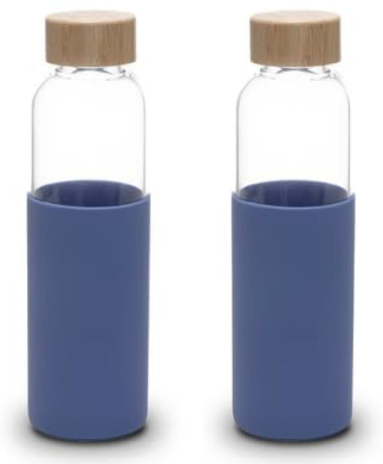 UMAI Glass Water Bottle 550ml | Sleeve & Lid | Office & Home (Blue 2-Pack)-image-31