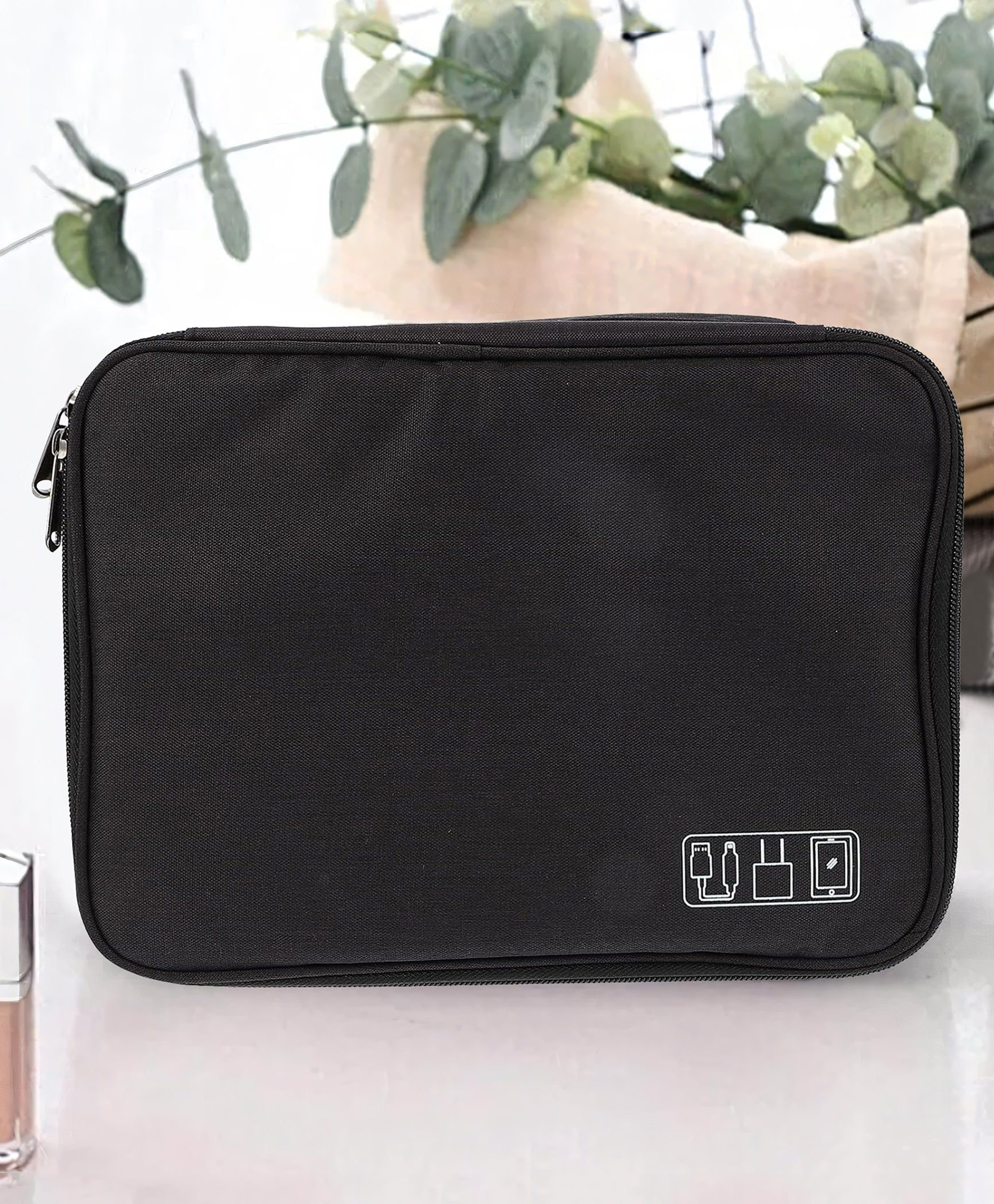 Black UMAI Kuber Electronics Travel Organ | Multipurpose Zip Pouch Cable Adapter Gadget Org-picture-49