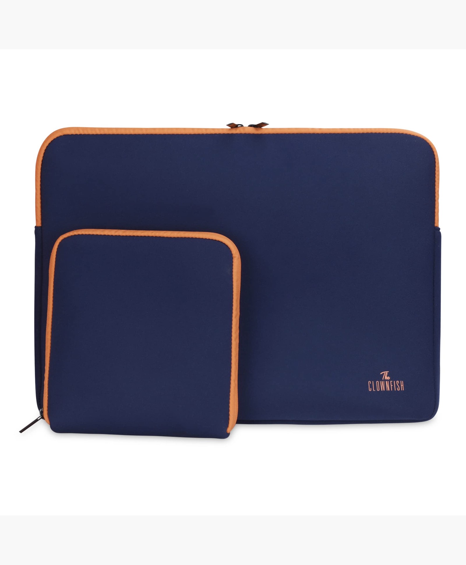 the clownfish Clownfish Neoprene Laptop Sleeve - Jawa Series, 15.6 inch Tablet Case, Navy Blue w/ Orange Top Piping.-picture-20