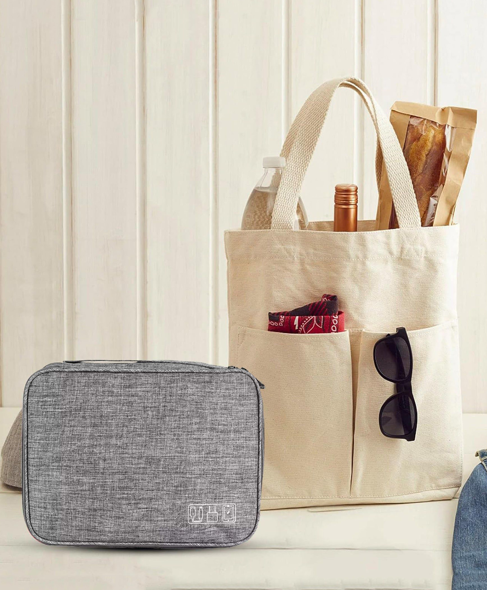UMAI Electronic Accessories Organizer Pouch - Ideal for Adapters Cables Gadgets - 3 Compartments-picture-48