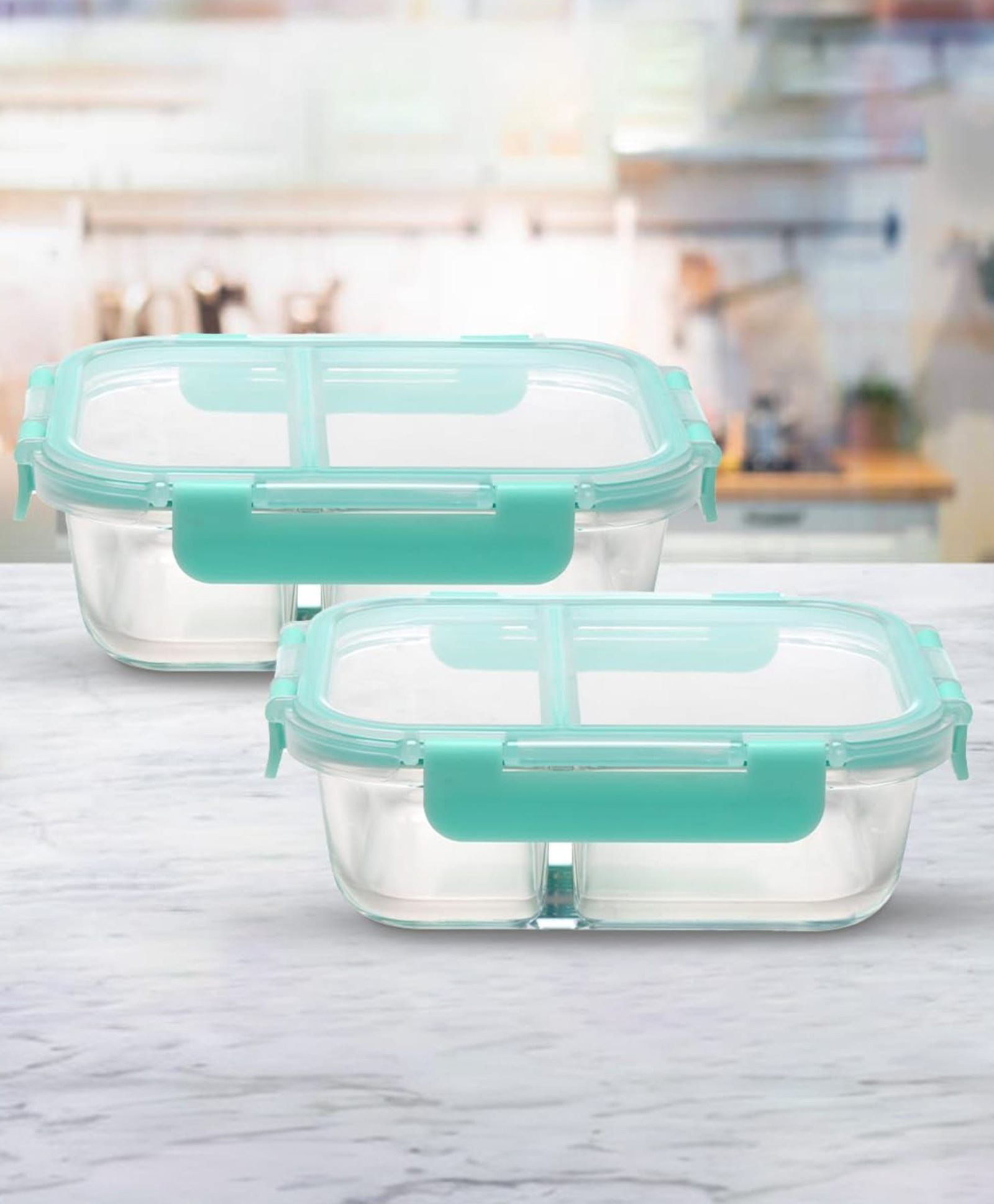 the better home BH Microwave Safe Tiffin Lunch Box Set | Glass | Airtight Containers (570ml | Transparent)-picture-26