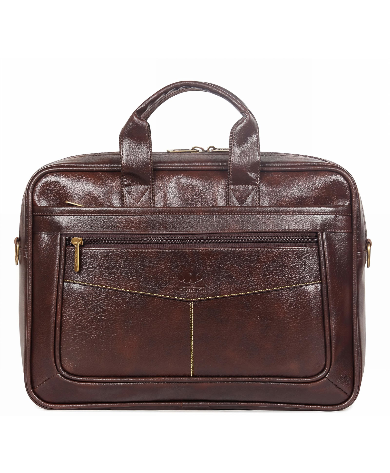 Clownfish Laptop Tablet Computer Water Resistant Leather Sling Shoulder Briefcase Dark Brown 2 Items-image-14