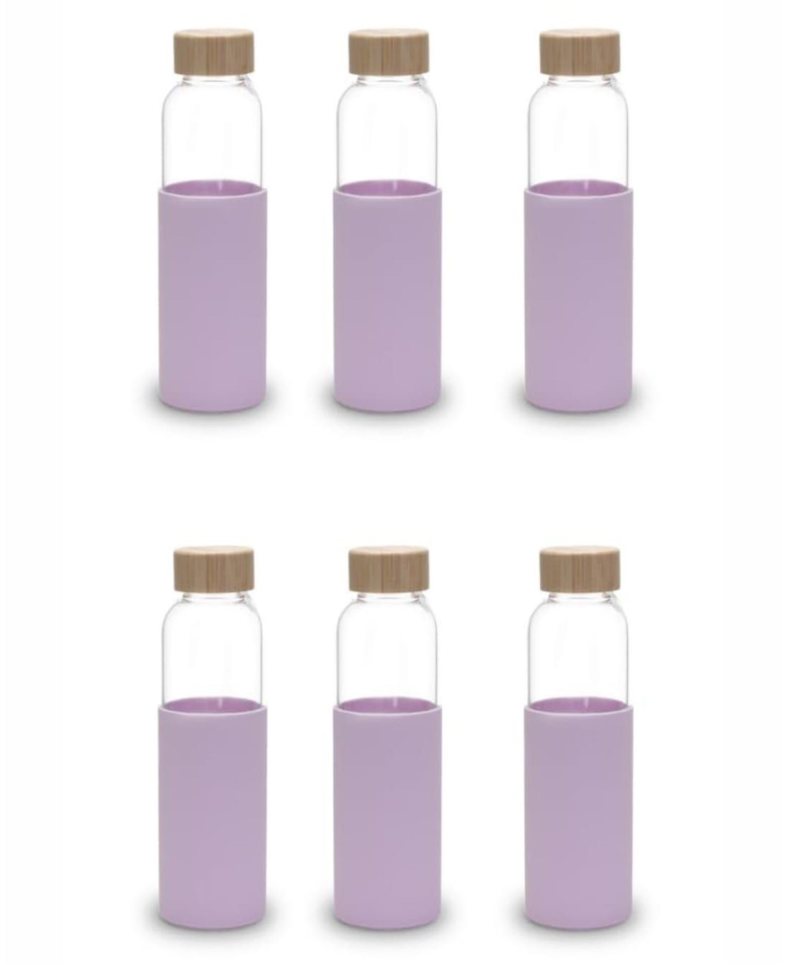 UMAI Glass Water Bottle 550ml | Non Slip Sleeve & Bamboo Lid | Fridge Use for Home & Office | Purple-image-21