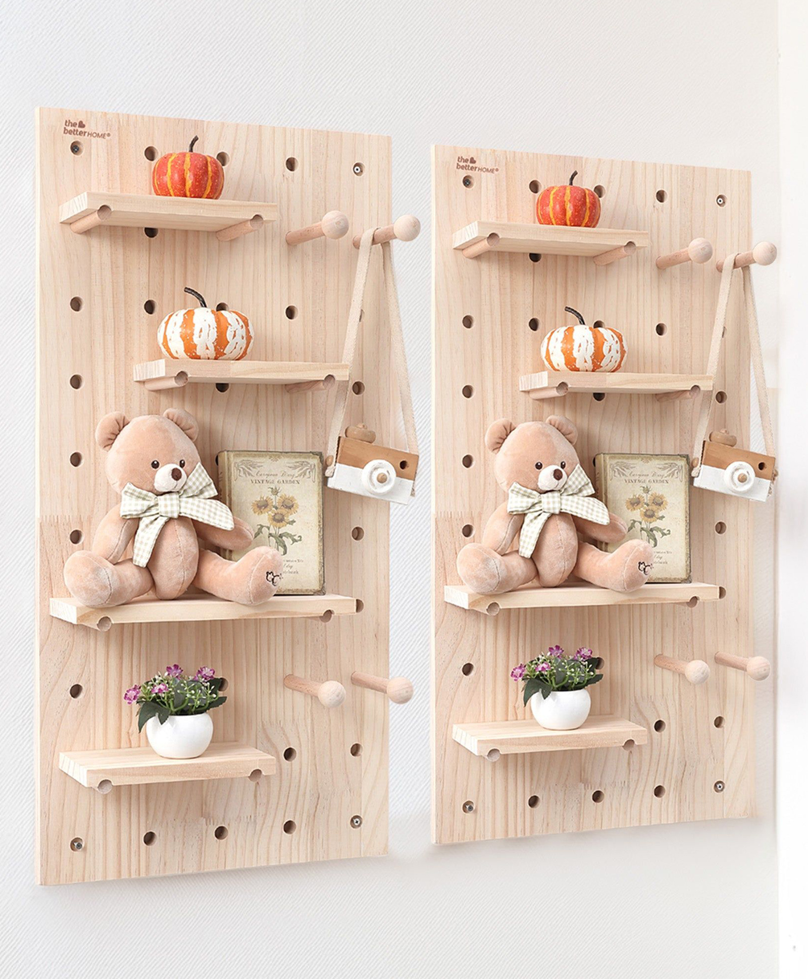 the better home Pinewood Pegboard Key Organizer w/ Shelf- Ideal for Living Room, Office or Bedroom (32x16)-picture-17