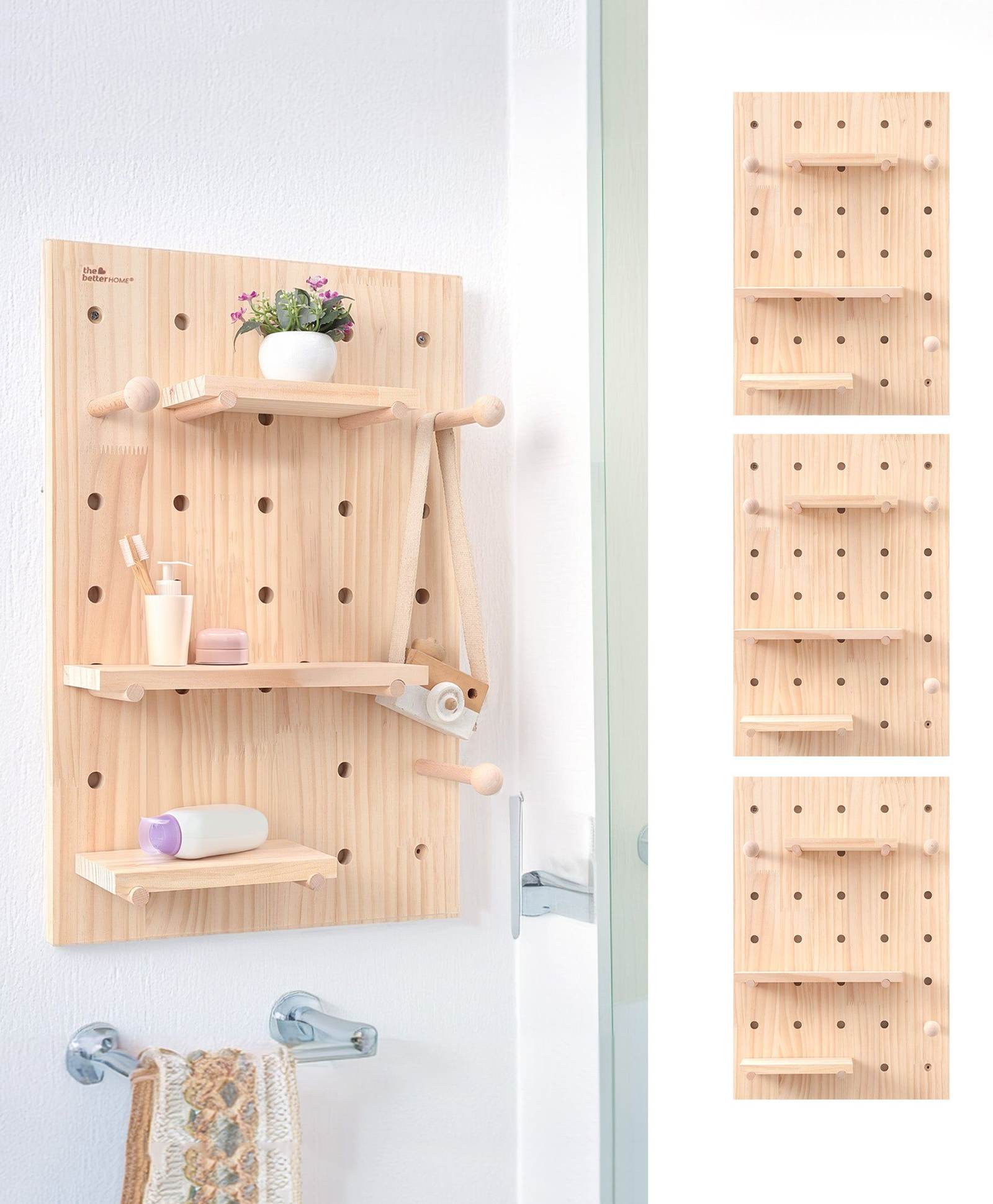 The Better Home Pinewood Pegboard Key Holder Wall Organizer with a Convenient Shelf for Living Room, Office, or Bedroom (24 * 16 Inch)-image-9