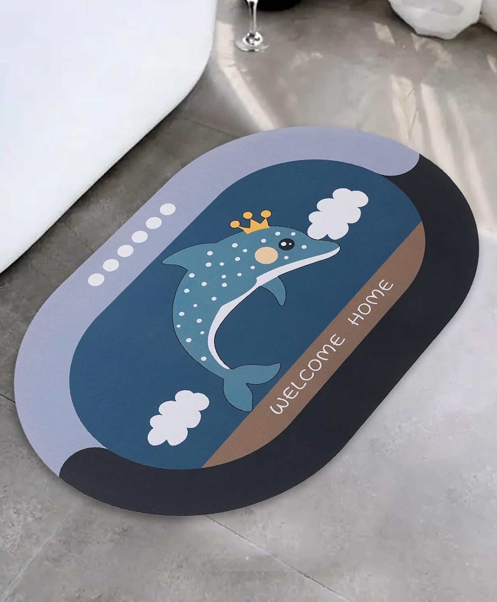 UMAI X SAVYA Home Multipurpose Mat for Kids Bedroom, Play Area, Living Room, Bathroom, Shower | 60 x 40, Brown | Anti-Skid, Dolphin Door mat-image-15