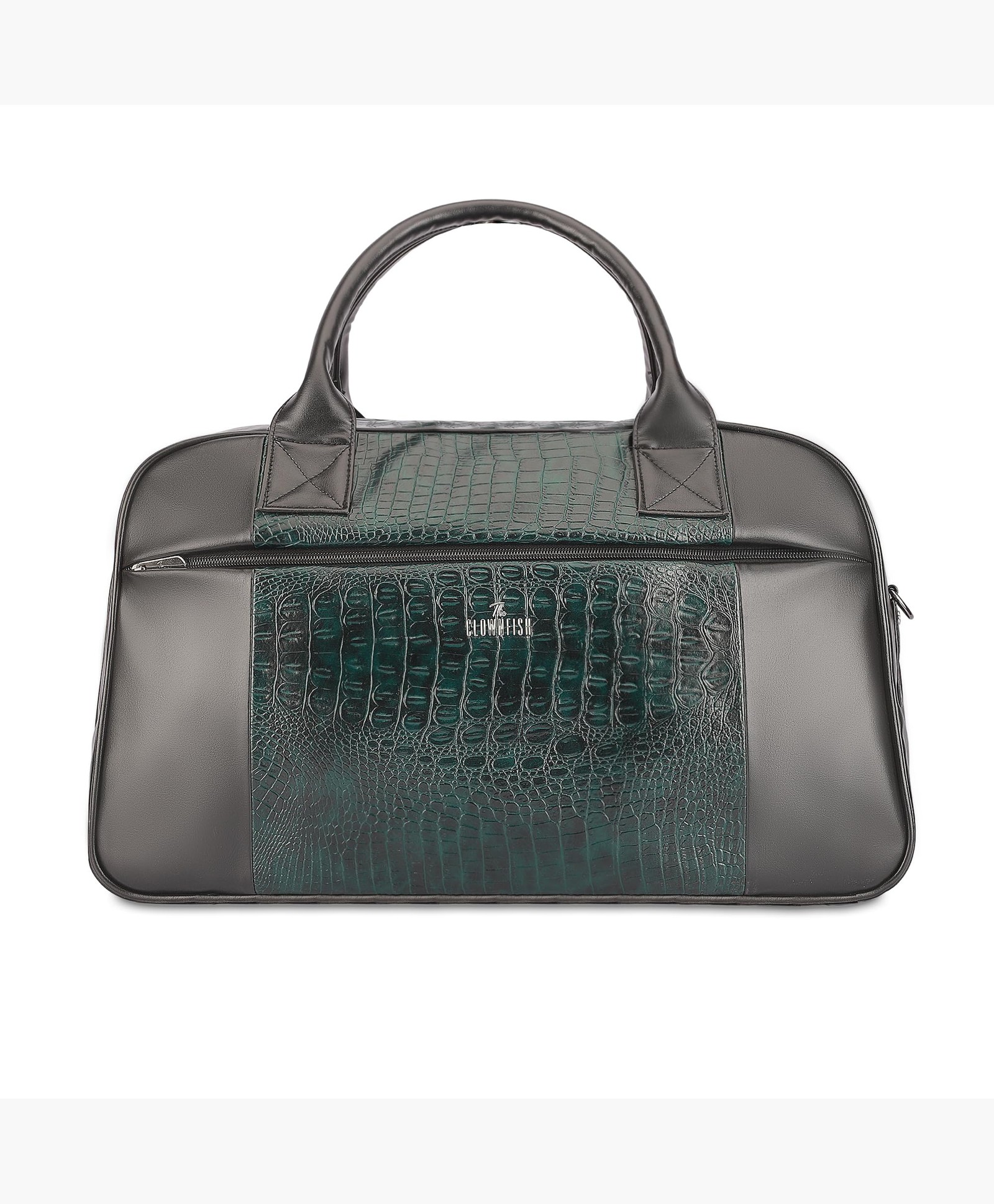 The Clownfish Cityscape Series 38 liters Faux Leather Crocodile Finish Travel Duffle Bag Luggage Travelling Bag (Green)-image-38