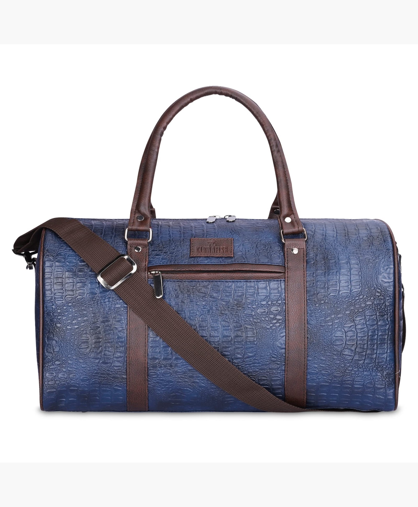 The Clownfish Expedition Series 29 Litres Faux Leather Crocodile Finish Unisex Travel Duffle Bag Weekender Bag (Blue)-image-41