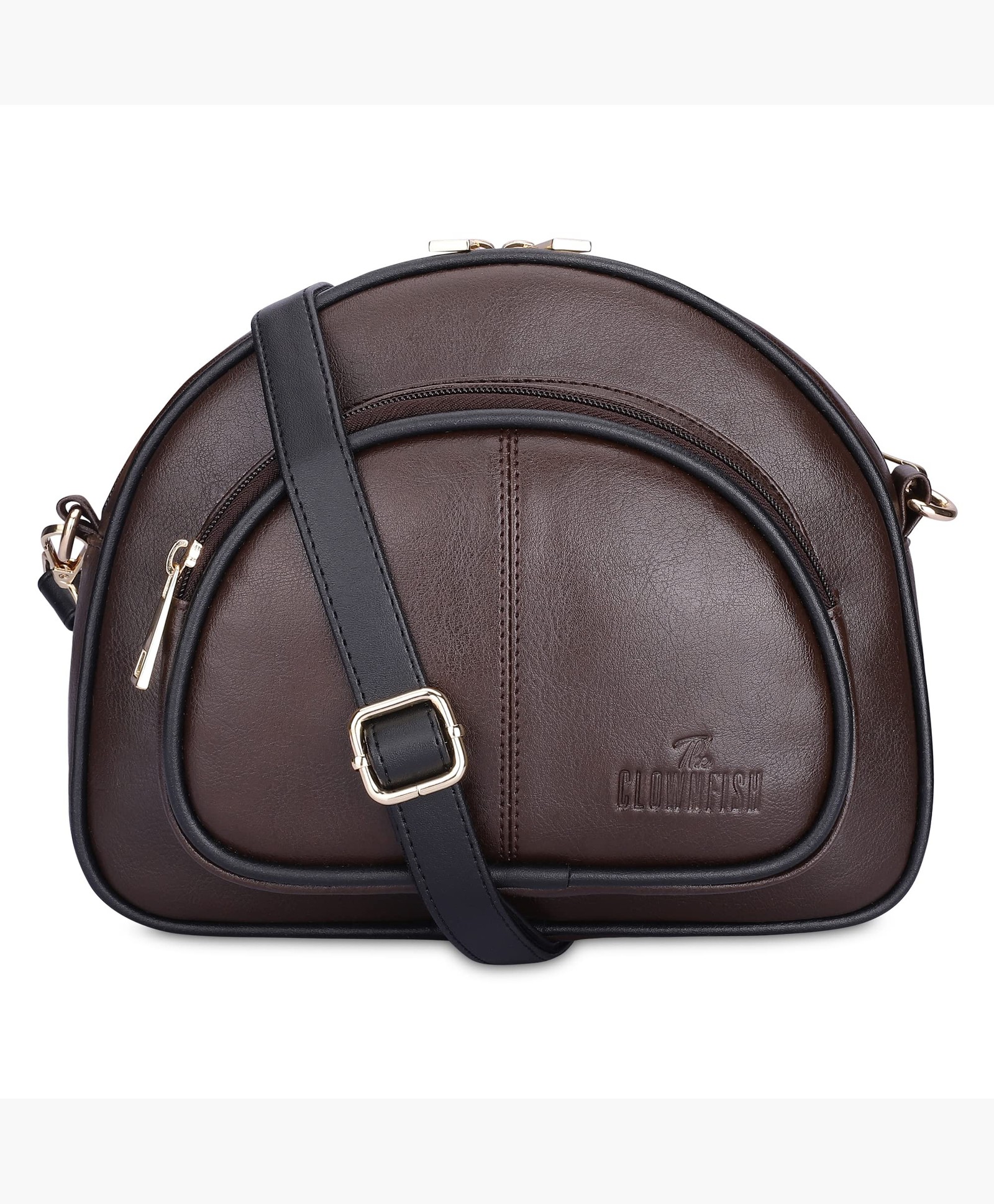 The Clownfish Zoey Faux Leather Waist Bag Travel Pouch Crossbody Sling Bag with Adjustable Belt (Chocolate Brown)-picture-17