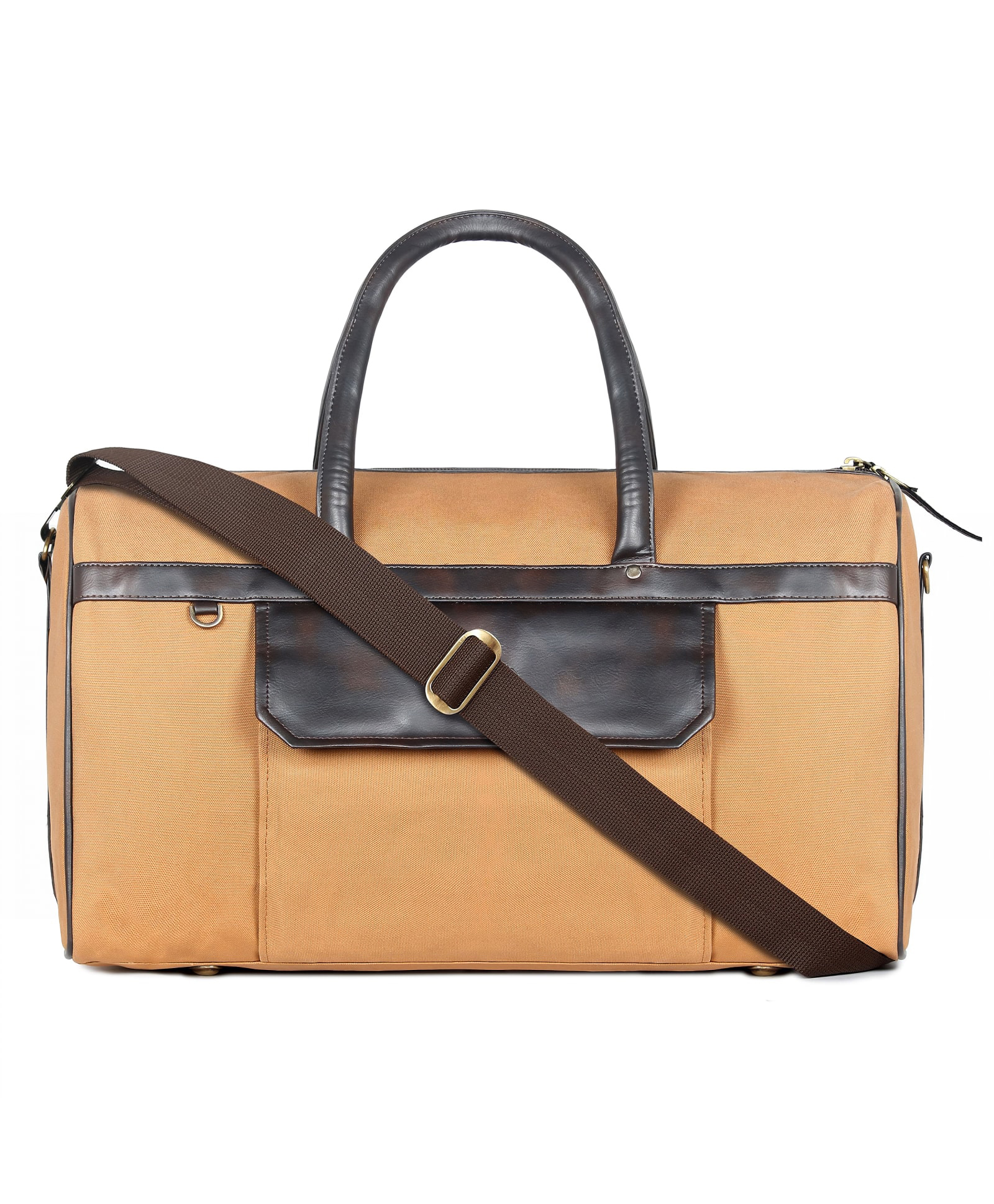 The Clownfish Alwyn 35 Litres Canvas With Faux Leather Unisex Travel Duffle Bag Weekender Bag (Yellow Ochre)-image-2