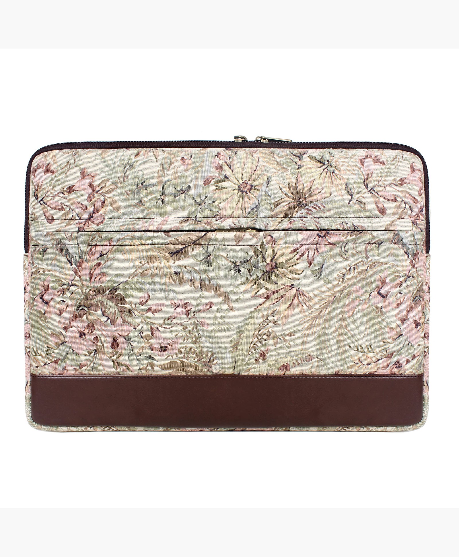 The Clownfish Python Faux Leather With Tapestry Fabric Unisex 17 Inch Tablet Case Laptop Sleeve (Beige)-picture-21