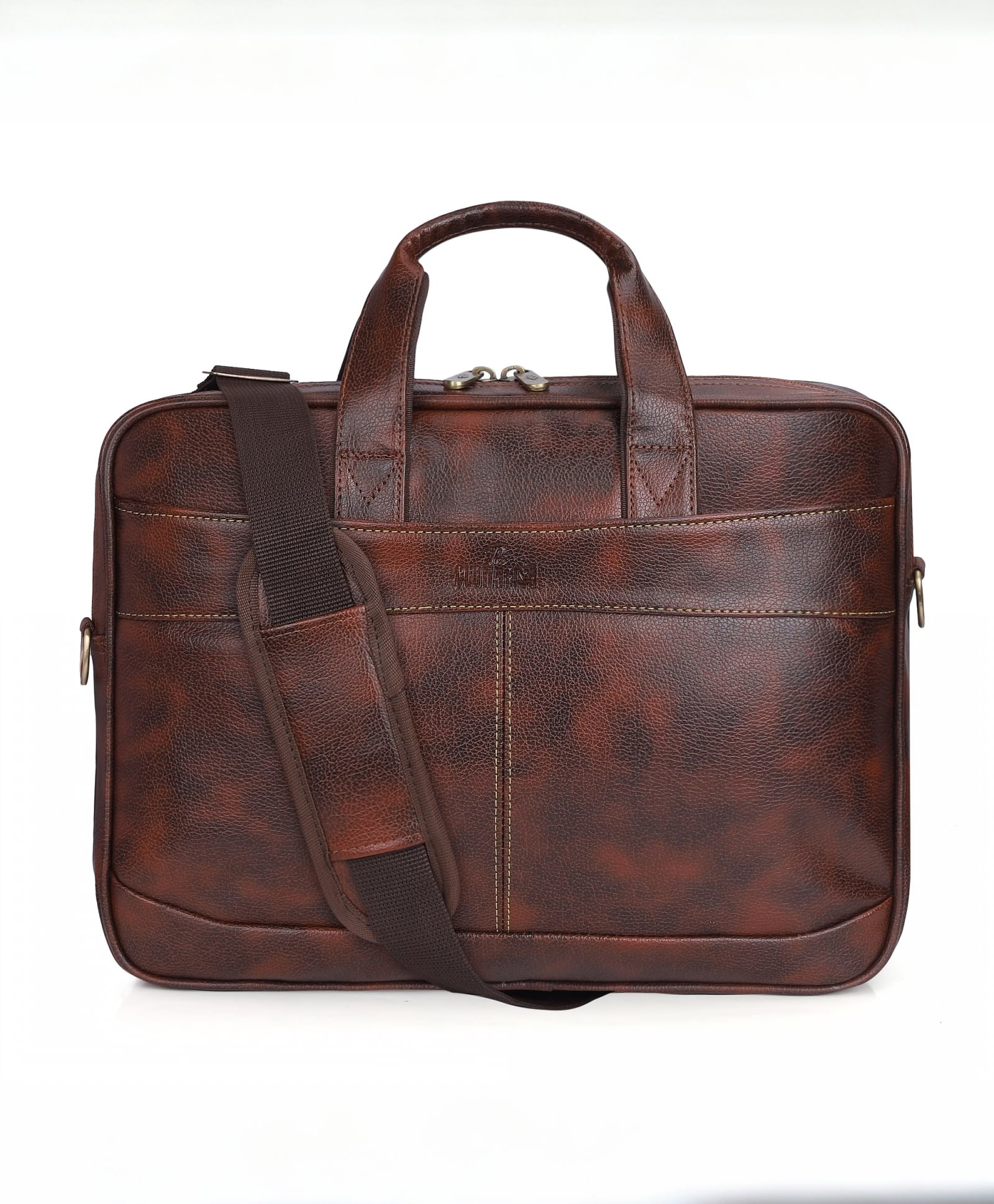 THE CLOWNFISH Unisex-Adult 10 Litre Faux Leather 15.6 Inch Western Laptop Messenger Bag Briefcase Laptop Bag (Tan)-picture-17