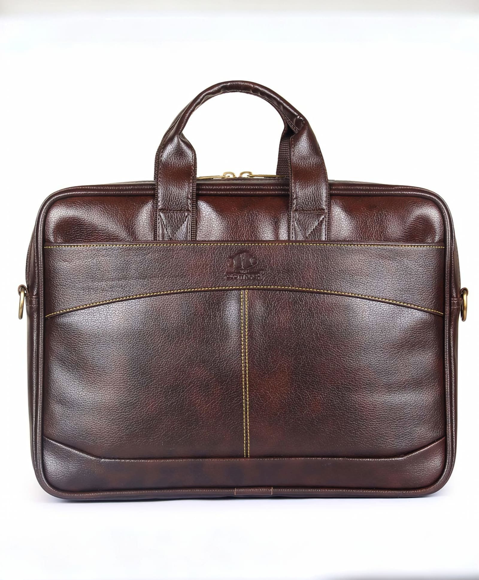 The Clownfish 10 Litre Faux Leather 15.6 Inch Laptop Messenger Bag Briefcase (Dark Brown)-image-36