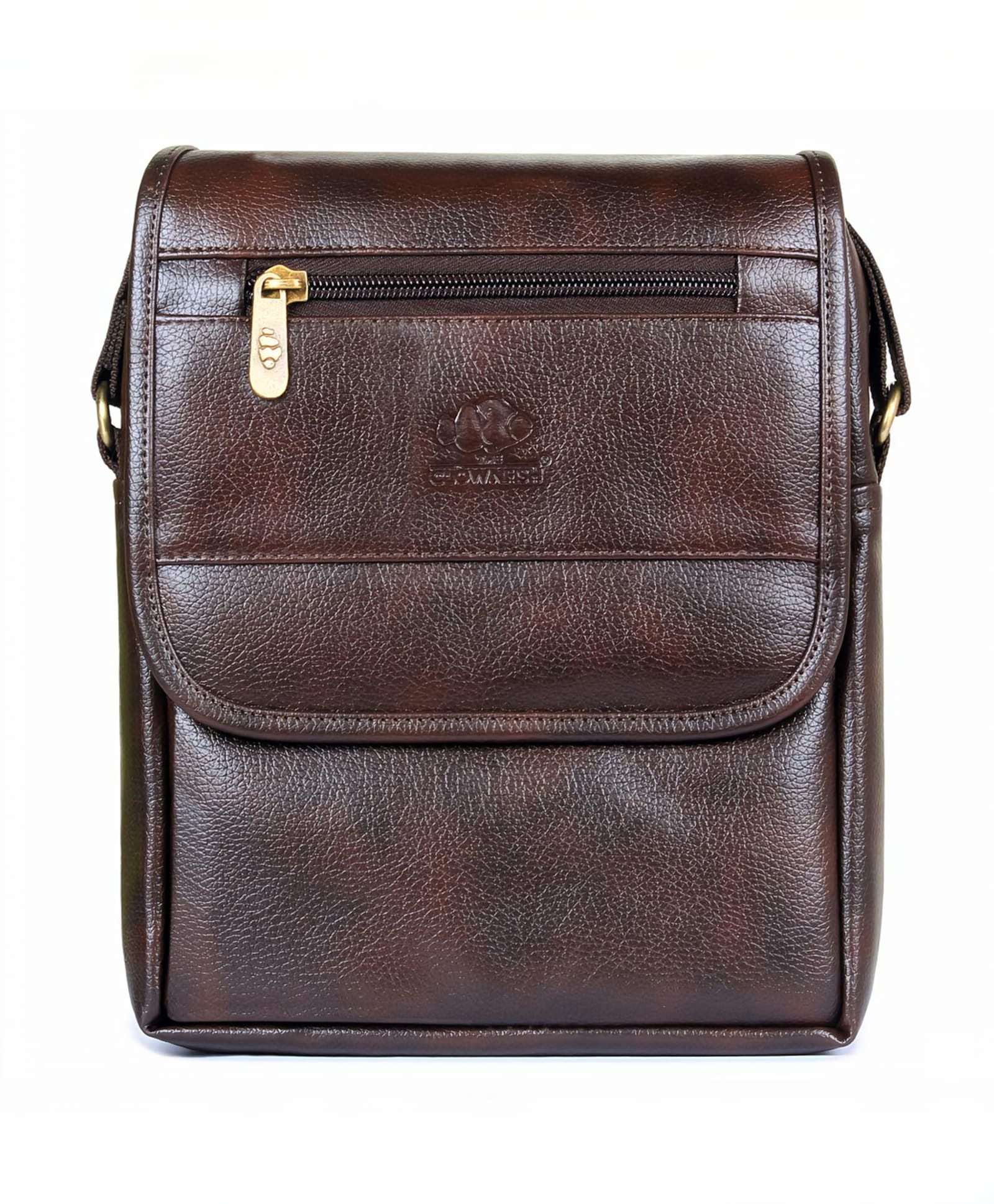 The Clownfish Primo Faux Leather Unisex Short Flap Crossbody Sling Bag (Dark Brown)-image-41