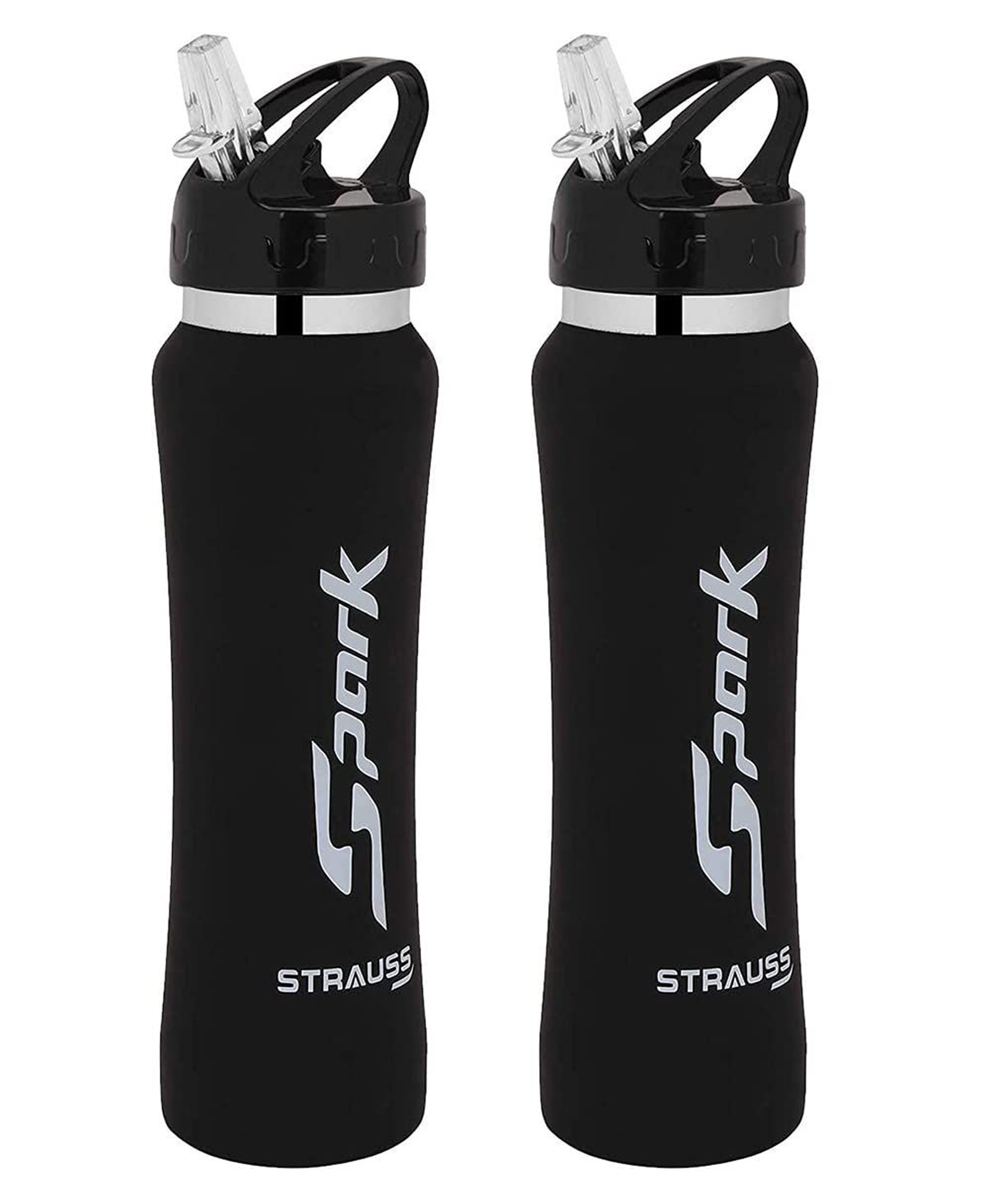 Strauss Spark Stainless-Steel Bottle, Rubber Finish, 750 ml, (Black), (Pack of 2)-picture-31