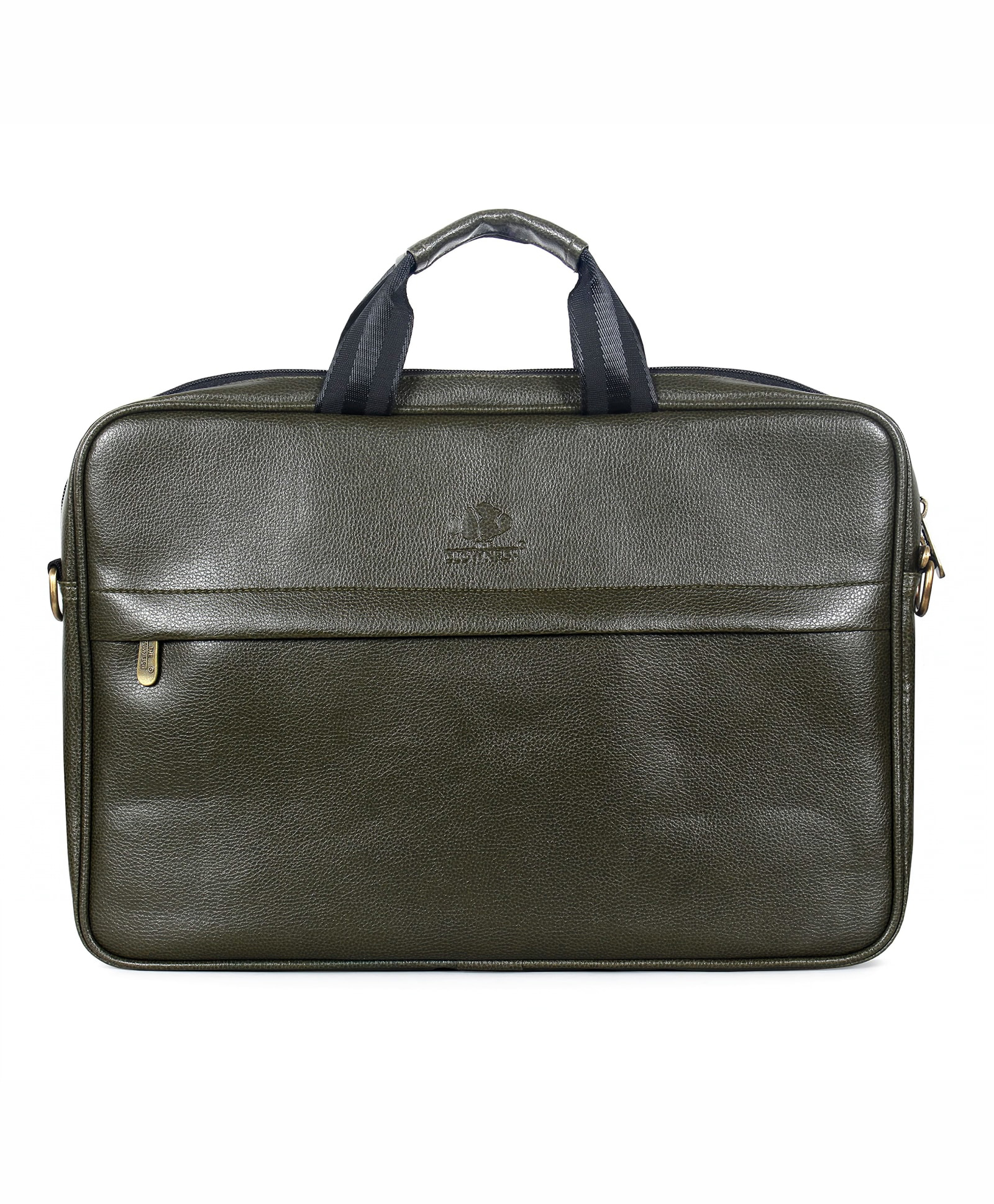 THE CLOWNFISH Noble Faux Leather 14 inch Laptop Messenger Bag Briefcase (Green)-picture-5