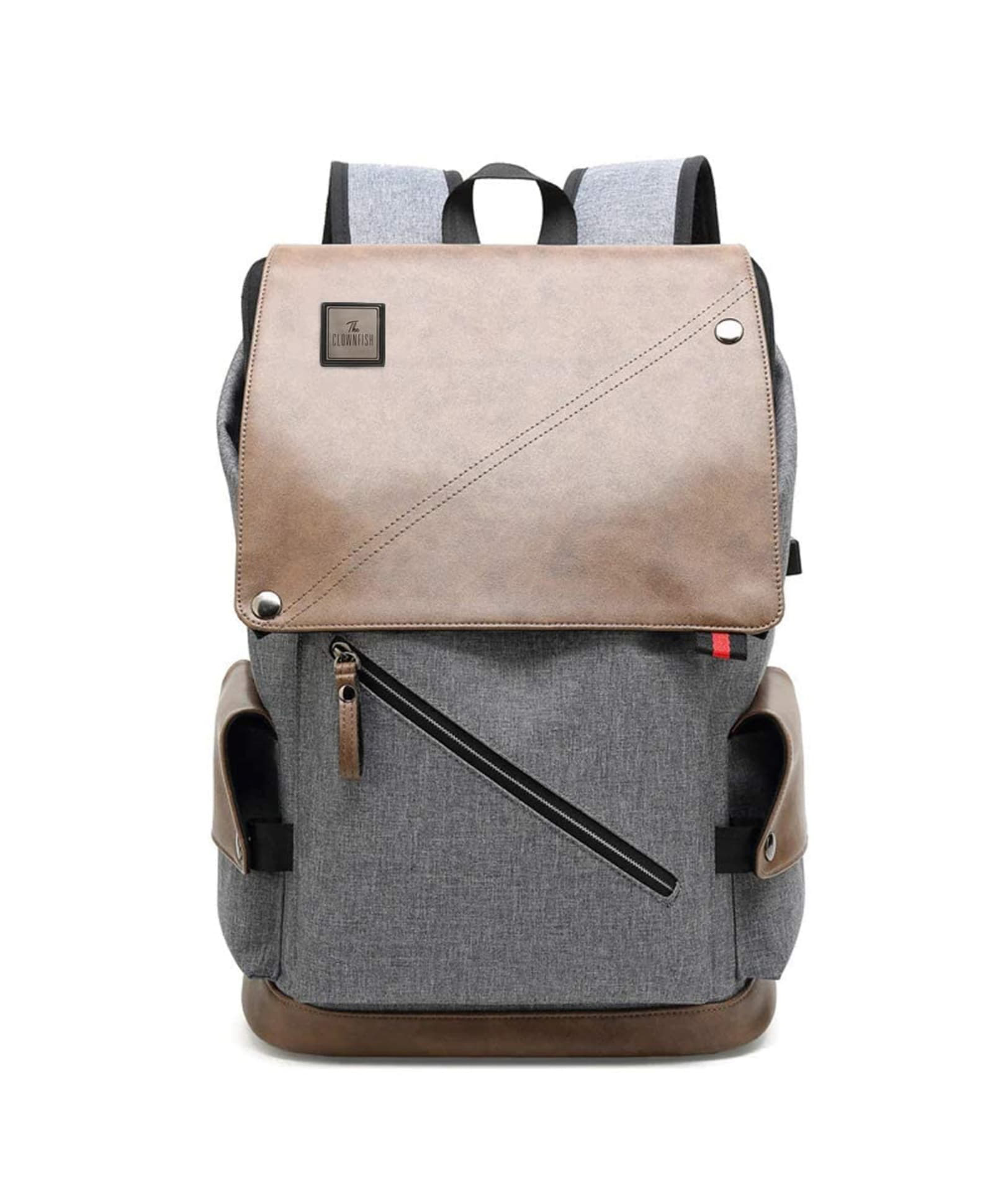 The Clownfish Unisex Backpack For Laptop 15.6 Inch Bag (Grey With Khaki)-picture-7