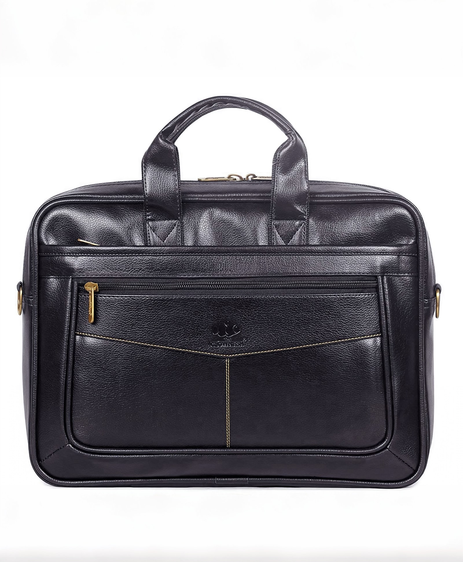 THE CLOWNFISH Unisex-Adult Faux Leather 15.6 Inch Utility Laptop Messenger Bag (Black)-picture-2