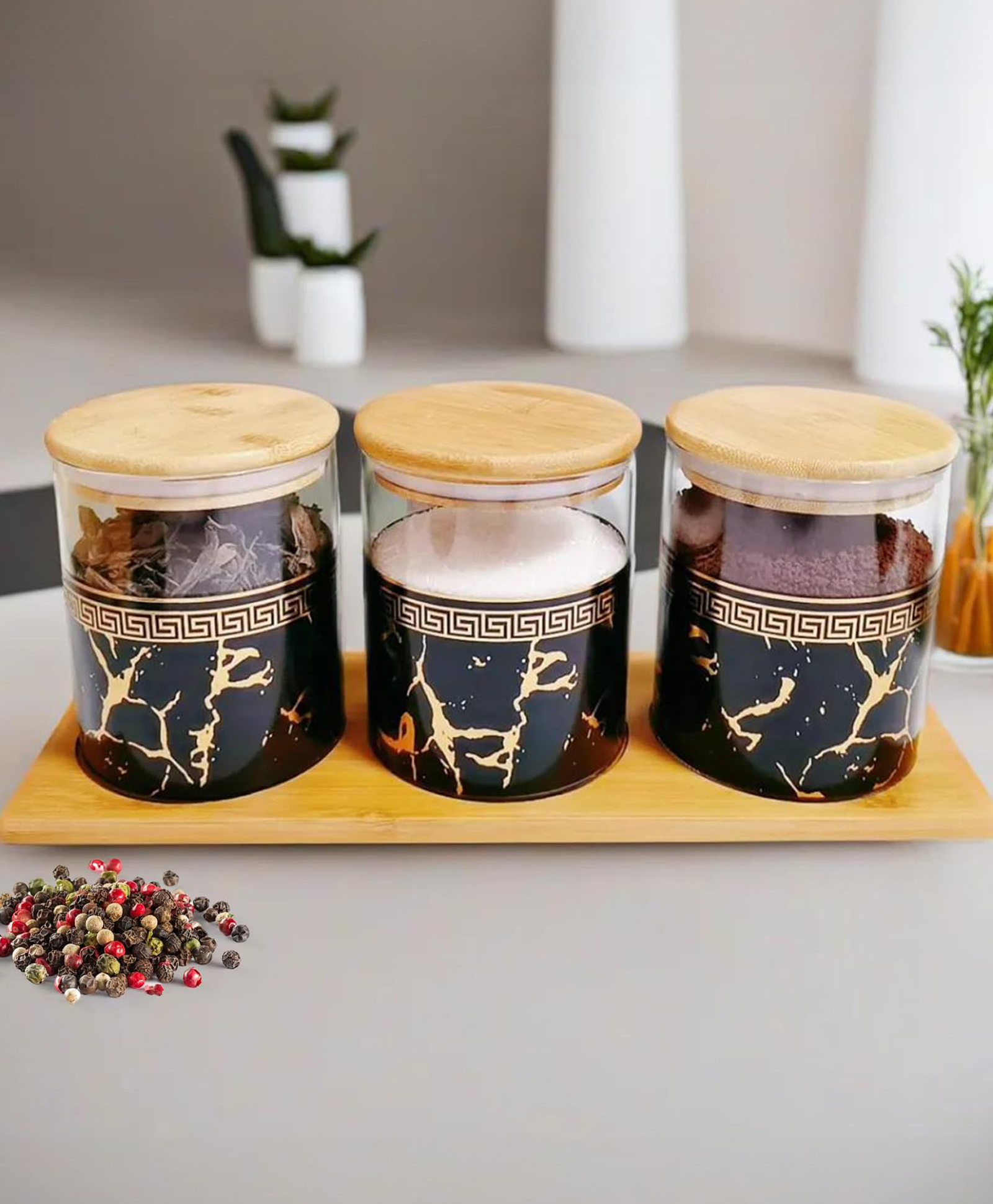the better home 1 3 pcs Borosilicate Canister set | 850ml | Green | PLS3780-G-picture-35