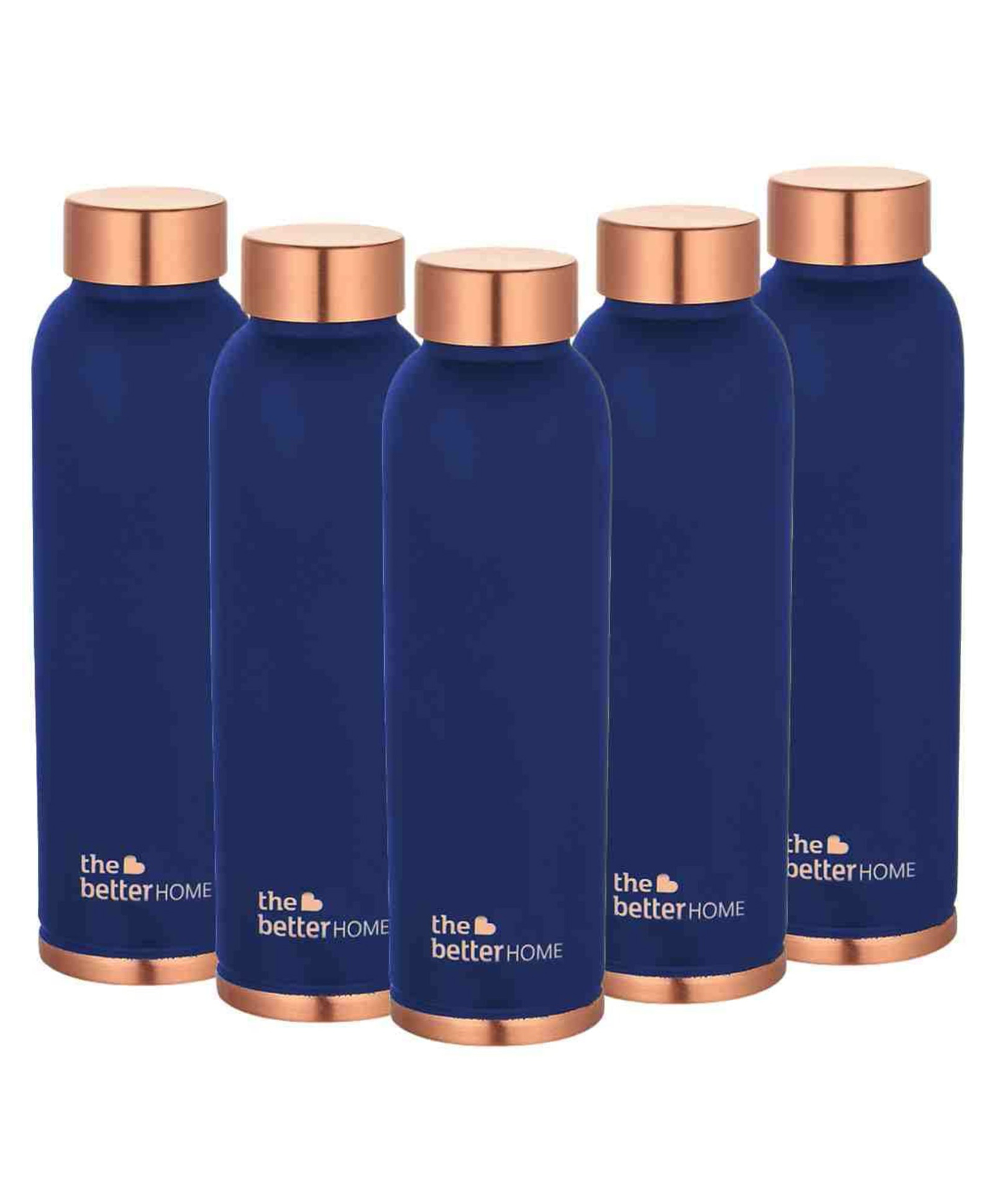 5-Pack of Better Home 1000 Copper Water Bottles | 100% Pure Copper | BPA-Free | Blue | 900ml-image-1